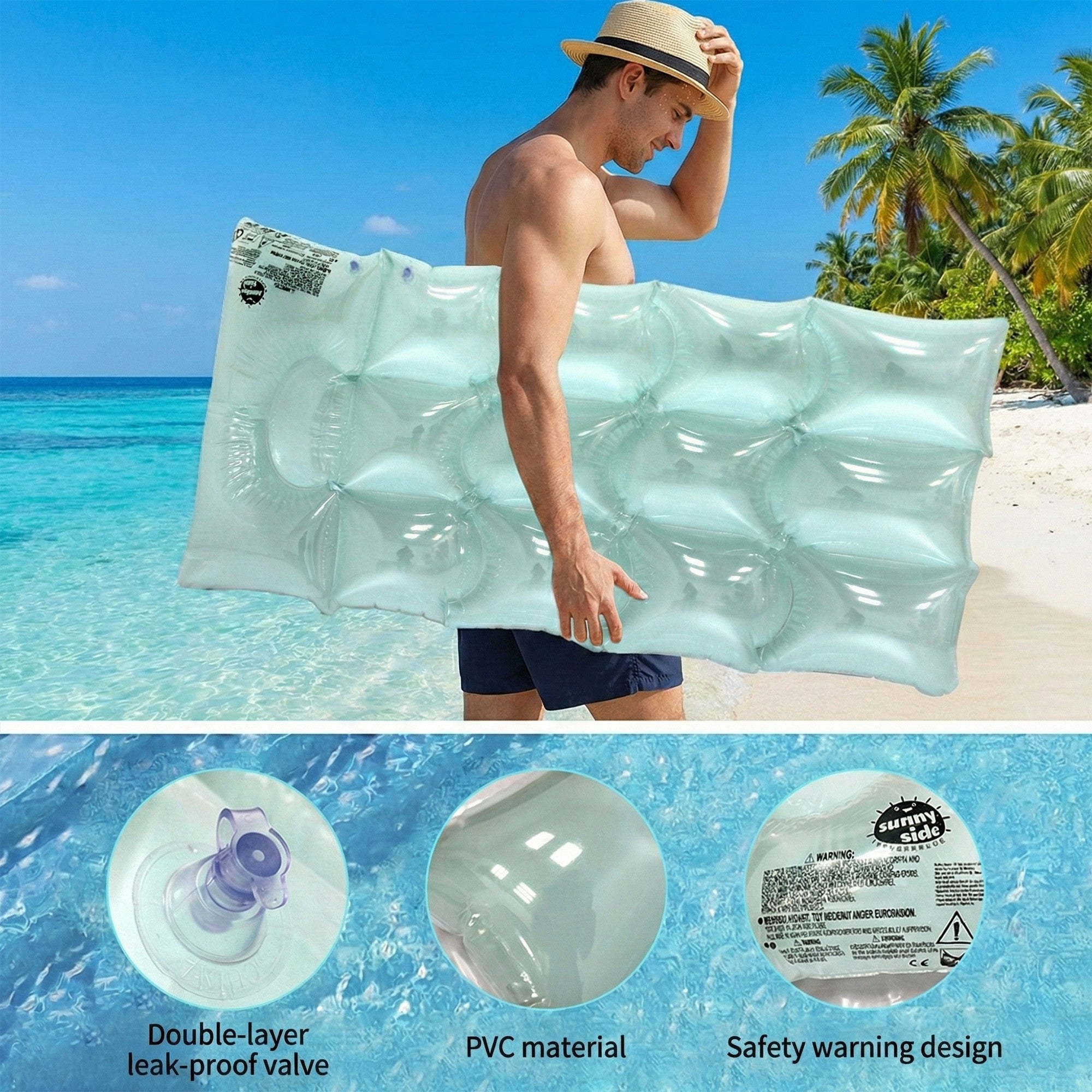 Anna-Kaci Inflatable Pool Float Lounger Water Raft Mat for Swimming Pool Beach and Lake