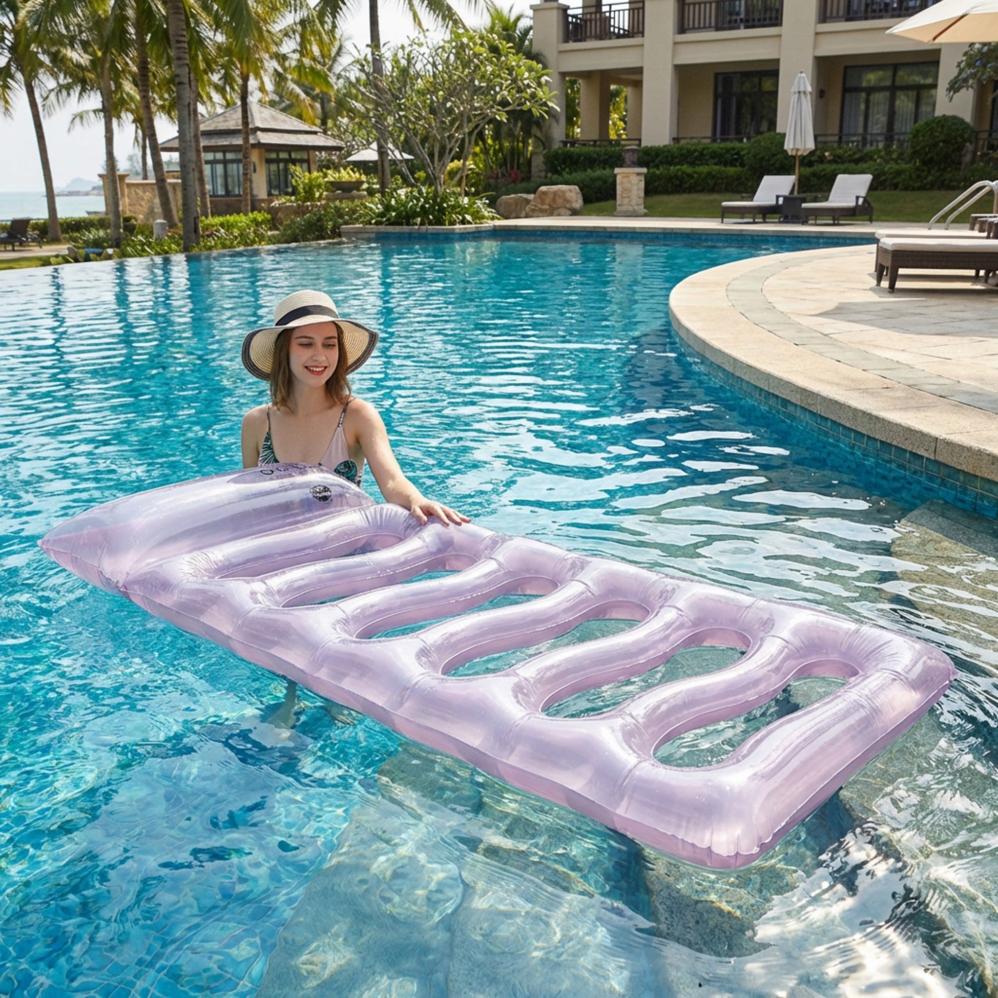 Anna-Kaci Inflatable Pool Float Lounger Water Raft Mat for Swimming Pool Beach and Lake