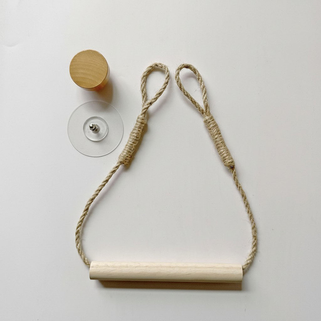 Anna-Kaci 3-piece Wall Mounted Rope Toilet Paper Holder with Wooden Rod