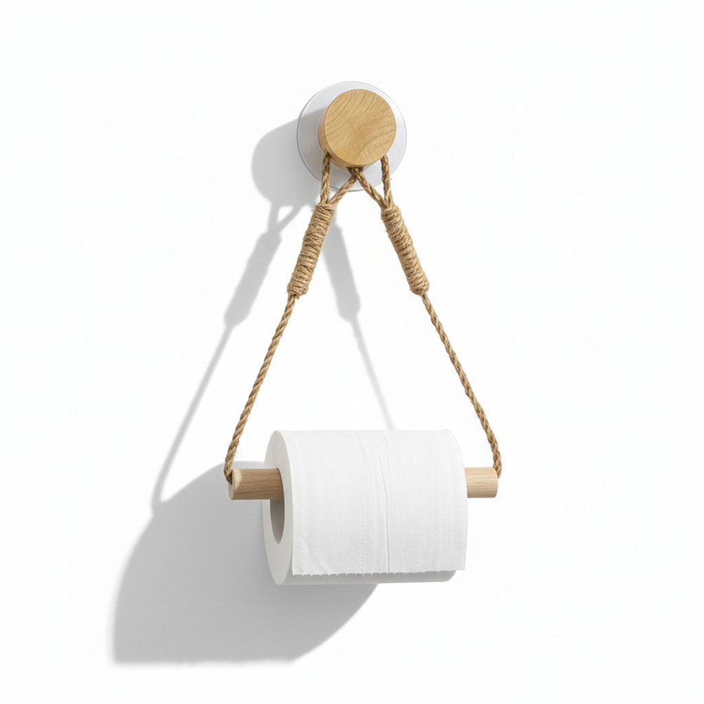 Anna-Kaci 3-piece Wall Mounted Rope Toilet Paper Holder with Wooden Rod