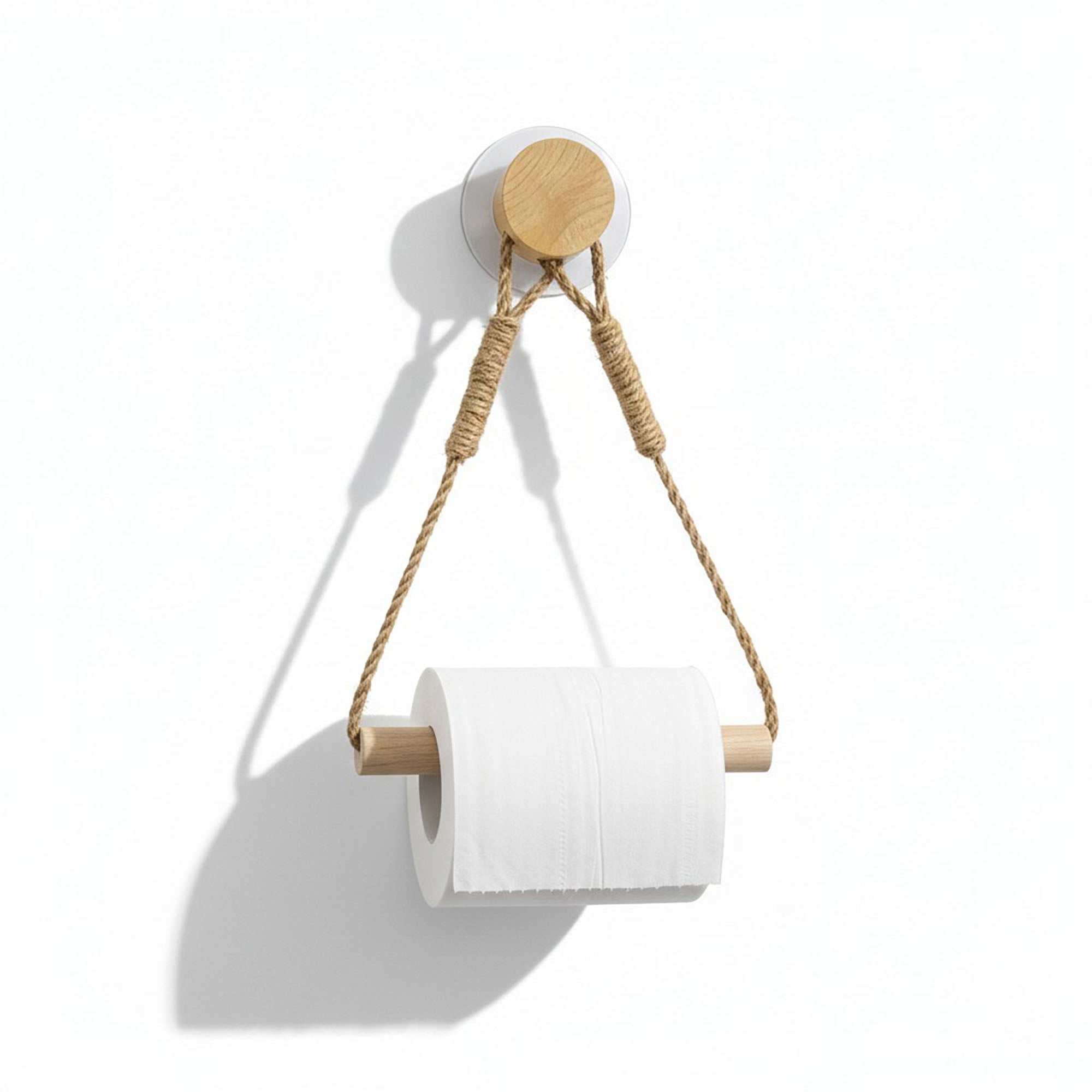 Anna-Kaci 3-piece Wall Mounted Rope Toilet Paper Holder with Wooden Rod