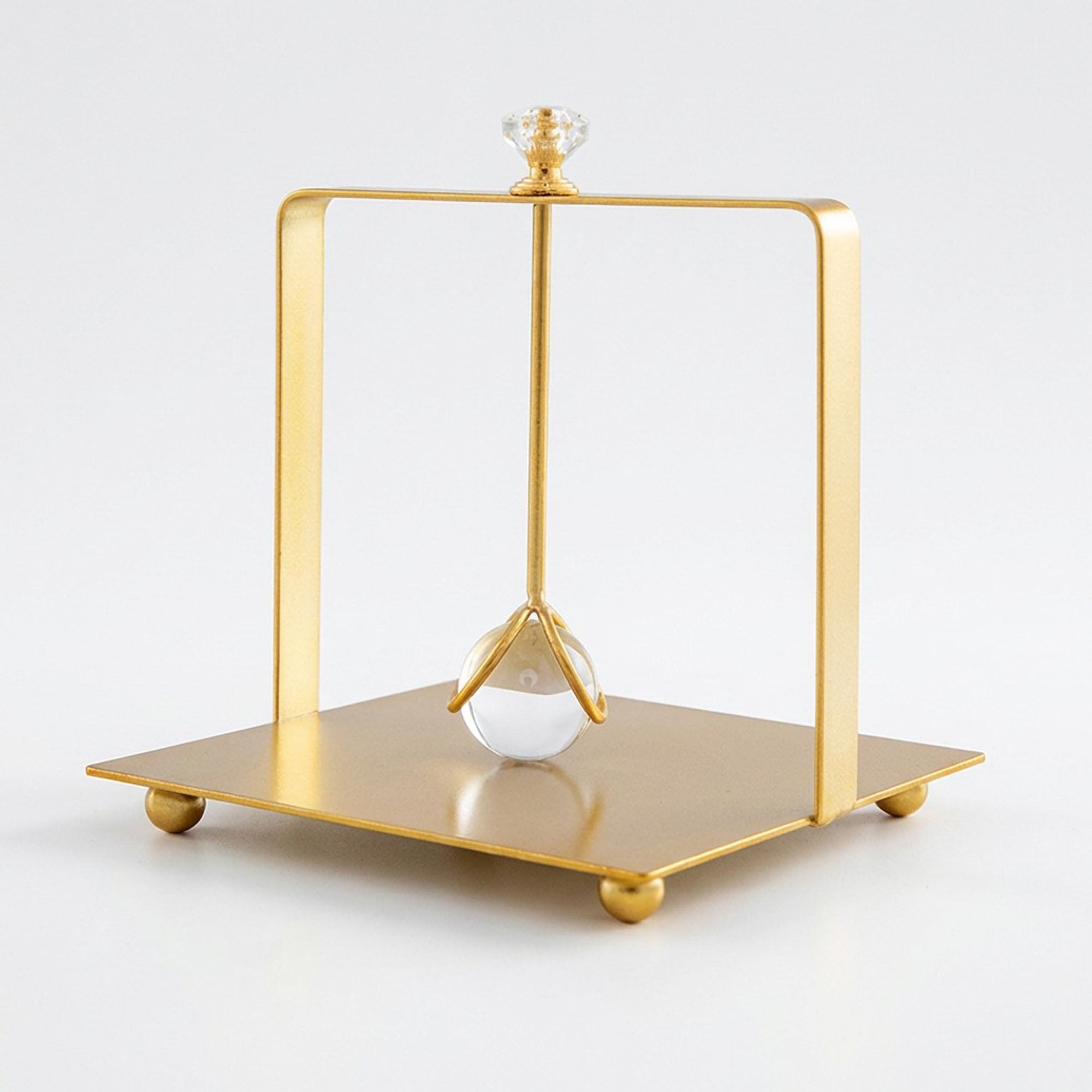 Anna-Kaci Modern Gold Metal Napkin Holder with Crystal Knob Decorative Tabletop Organizer