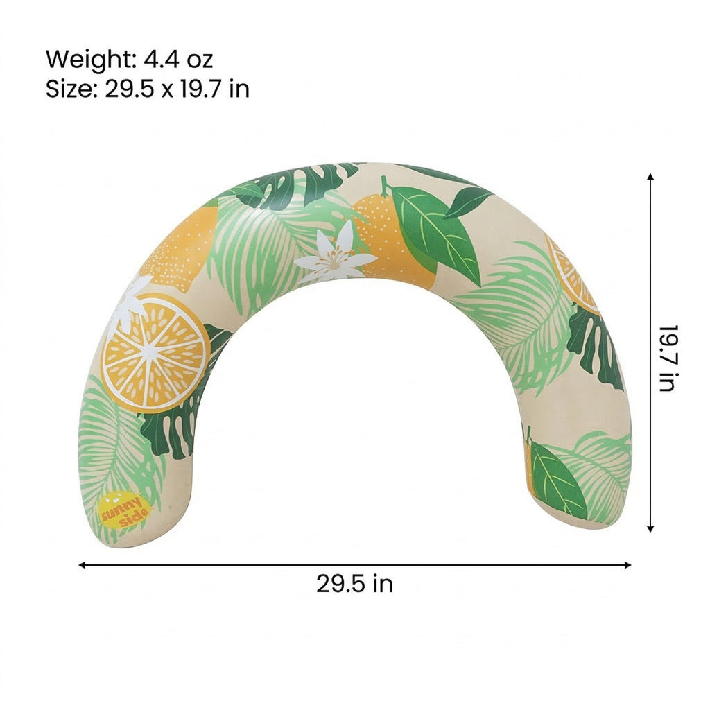 Anna-Kaci Inflatable U Shape Pool Float Adult Swim Ring Tropical Lemon Print Swimming Pool Float