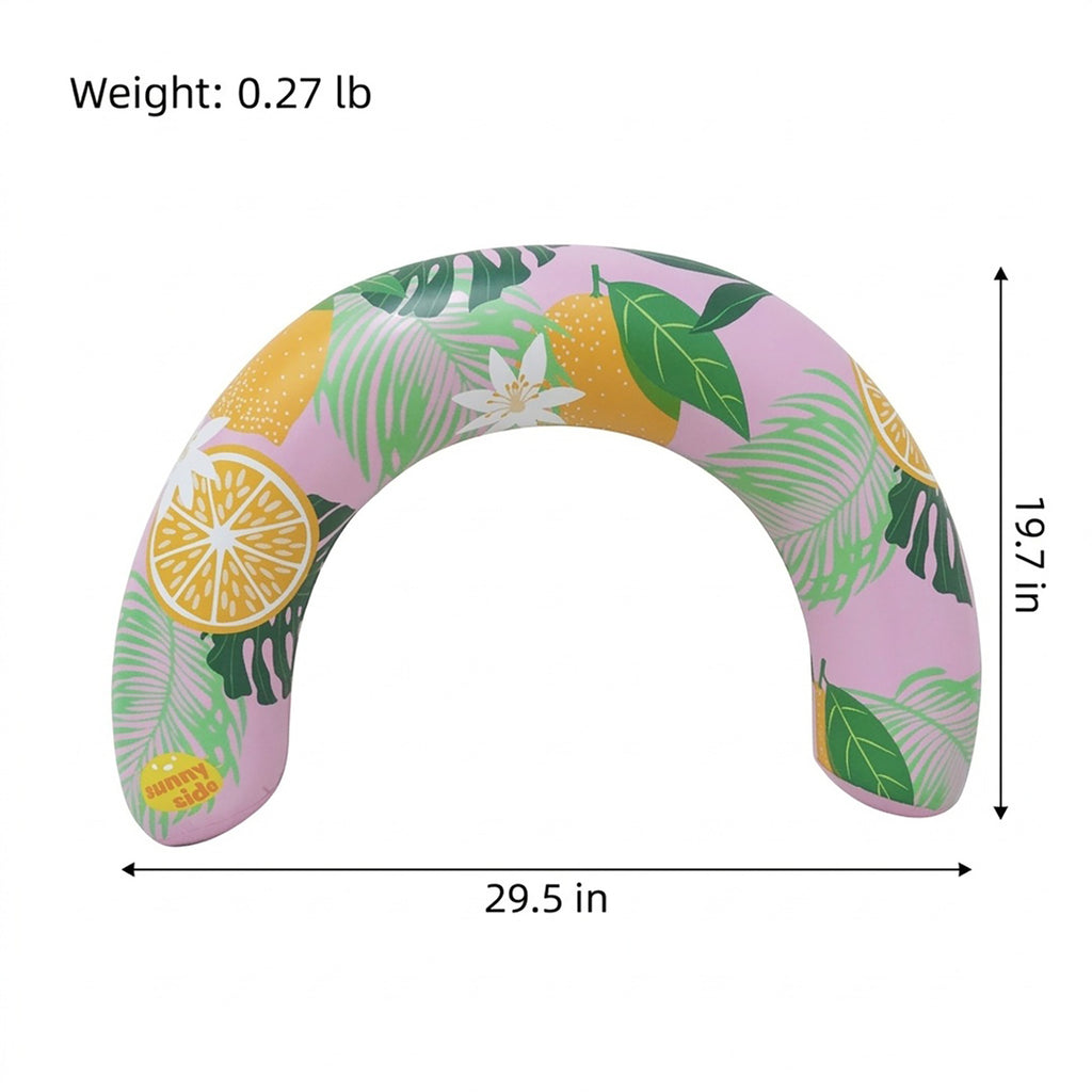Anna-Kaci Inflatable U Shape Pool Float Adult Swim Ring Tropical Lemon Print Swimming Pool Float
