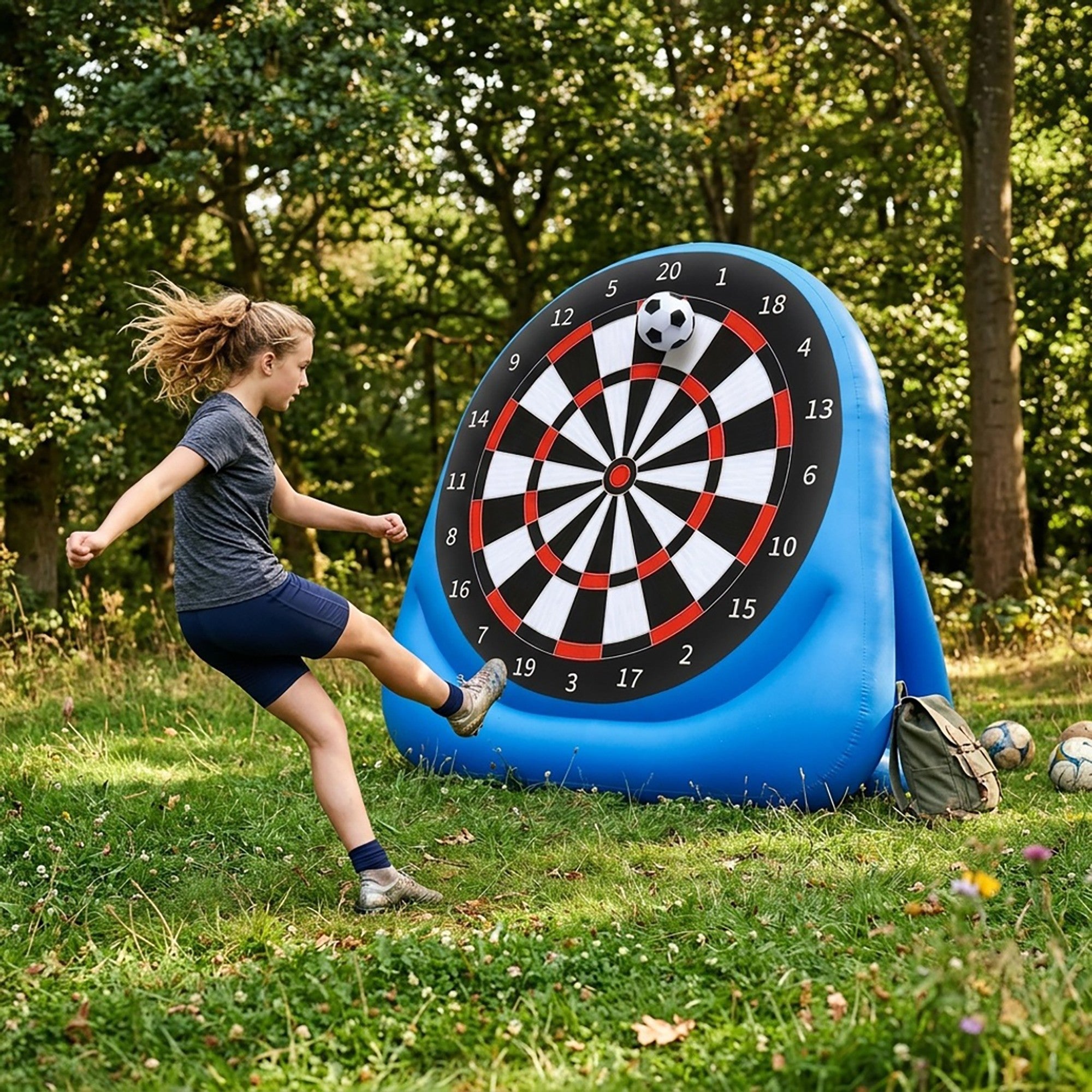 Anna-Kaci Inflatable Soccer Dart Board Game Giant Kick Dart Target with Sticky Ball Outdoor Lawn Sports Game