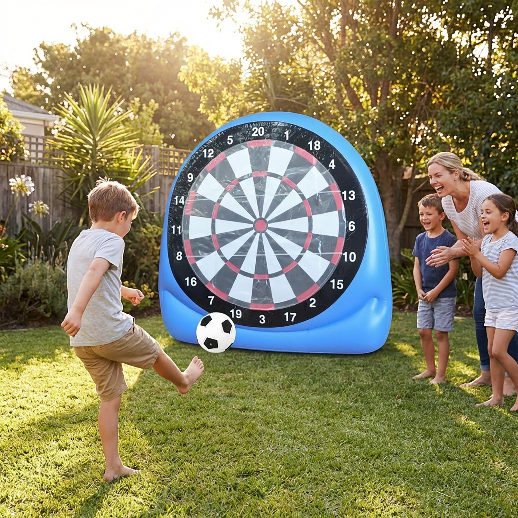 Anna-Kaci Inflatable Soccer Dart Board Game Giant Kick Dart Target with Sticky Ball Outdoor Lawn Sports Game