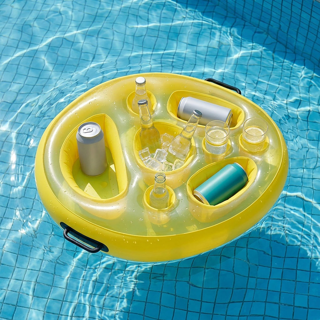 Anna-Kaci Inflatable Pool Drink Holder Floating Beverage Cooler Tray with Cup Holders for Summer Party