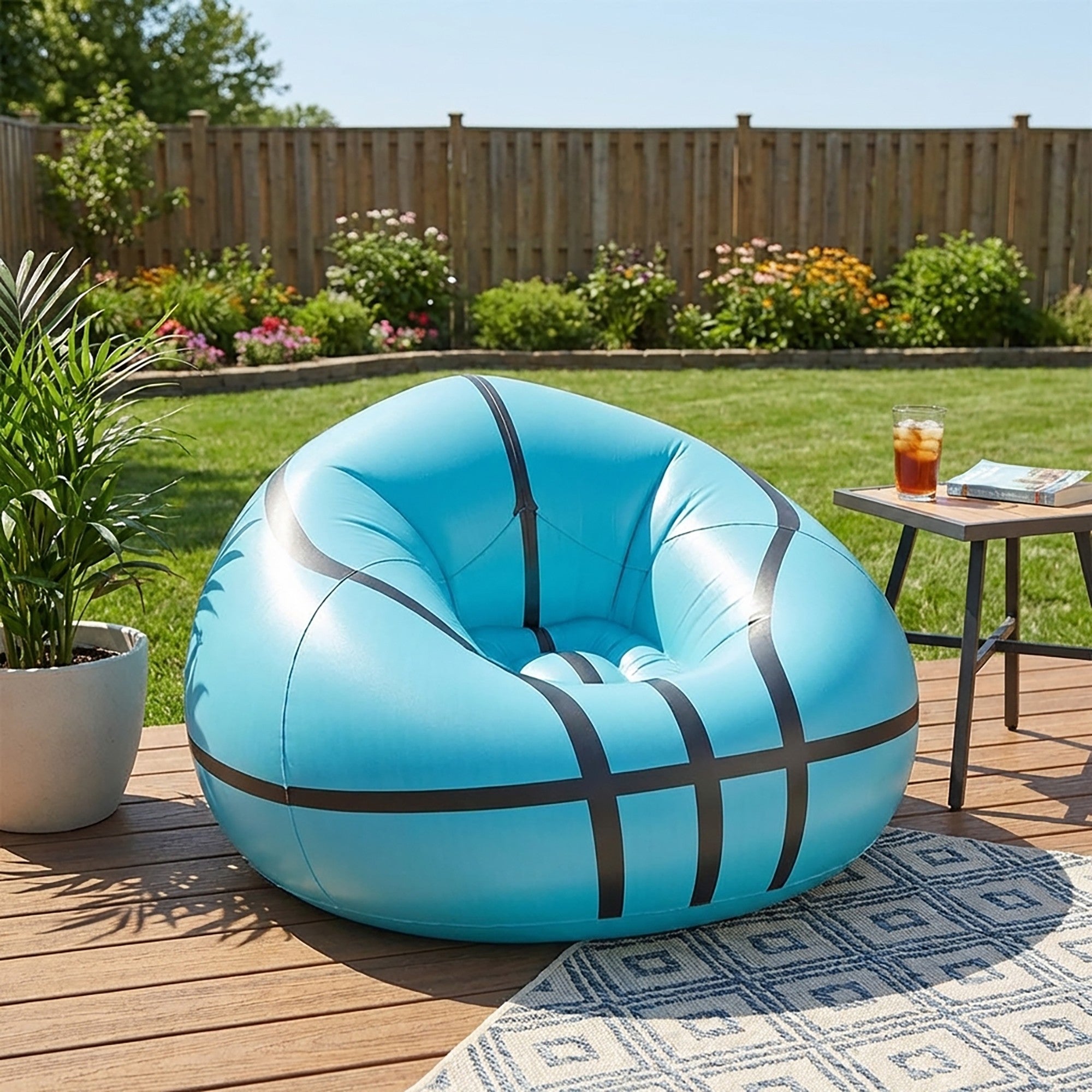 Anna-Kaci Inflatable Bean Bag Chair Portable Air Lounger Sofa for Outdoor Indoor Use
