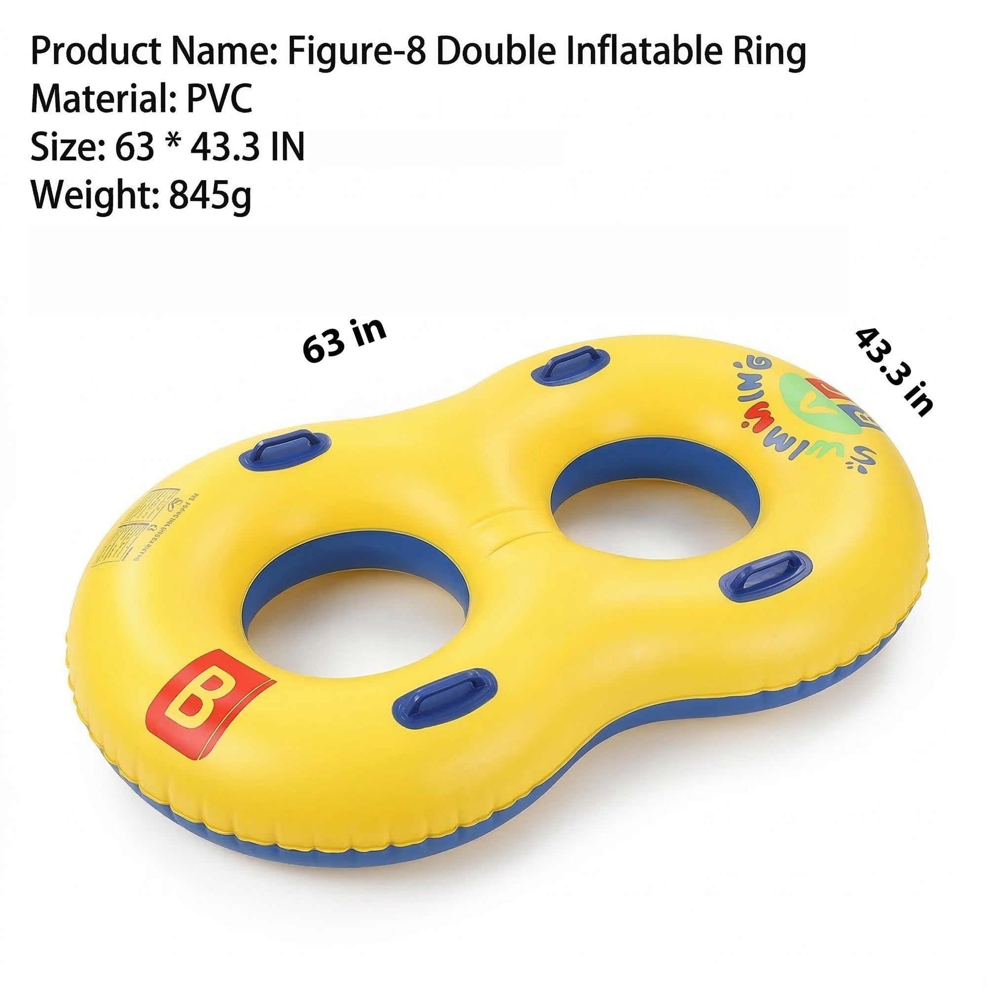 Anna-Kaci Double Inflatable Pool Float Tube with Handles Heavy Duty PVC Water Lounger Beach Lake Use