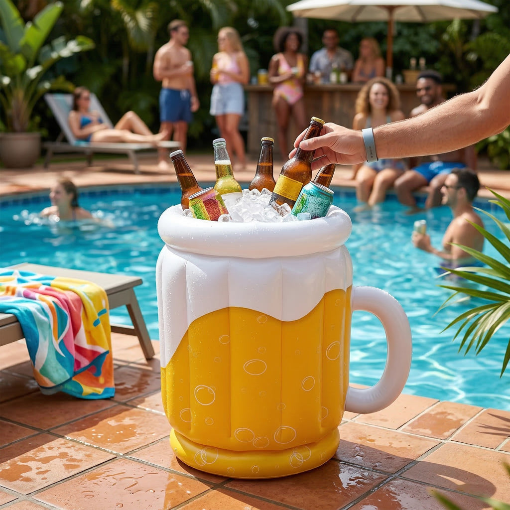 Anna-Kaci Inflatable Beer Mug Cooler with Ice Bucket Design Large Capacity PVC Drink Holder for Party Use