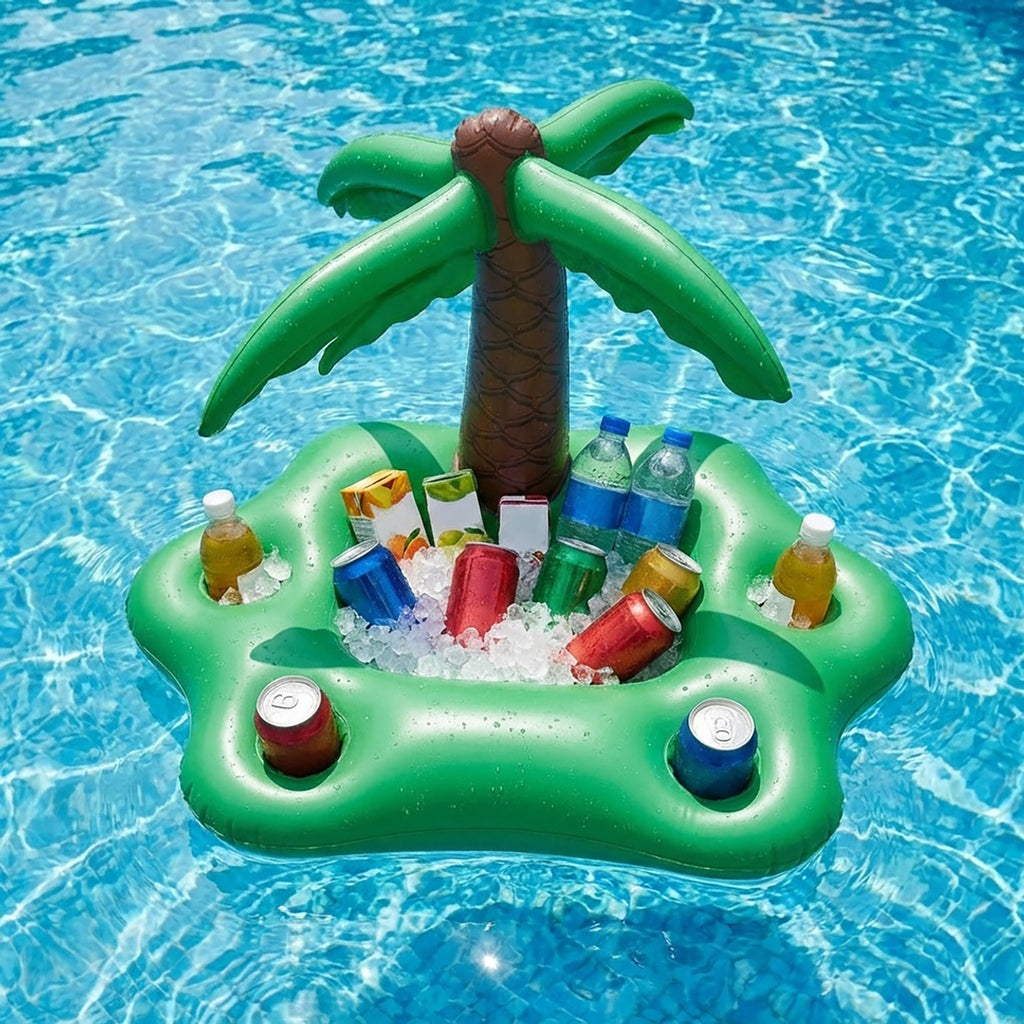 Anna-Kaci Inflatable Pool Drink Holder Floating Cooler with Cup Holders Ice Bucket Beverage Organizer for Pool