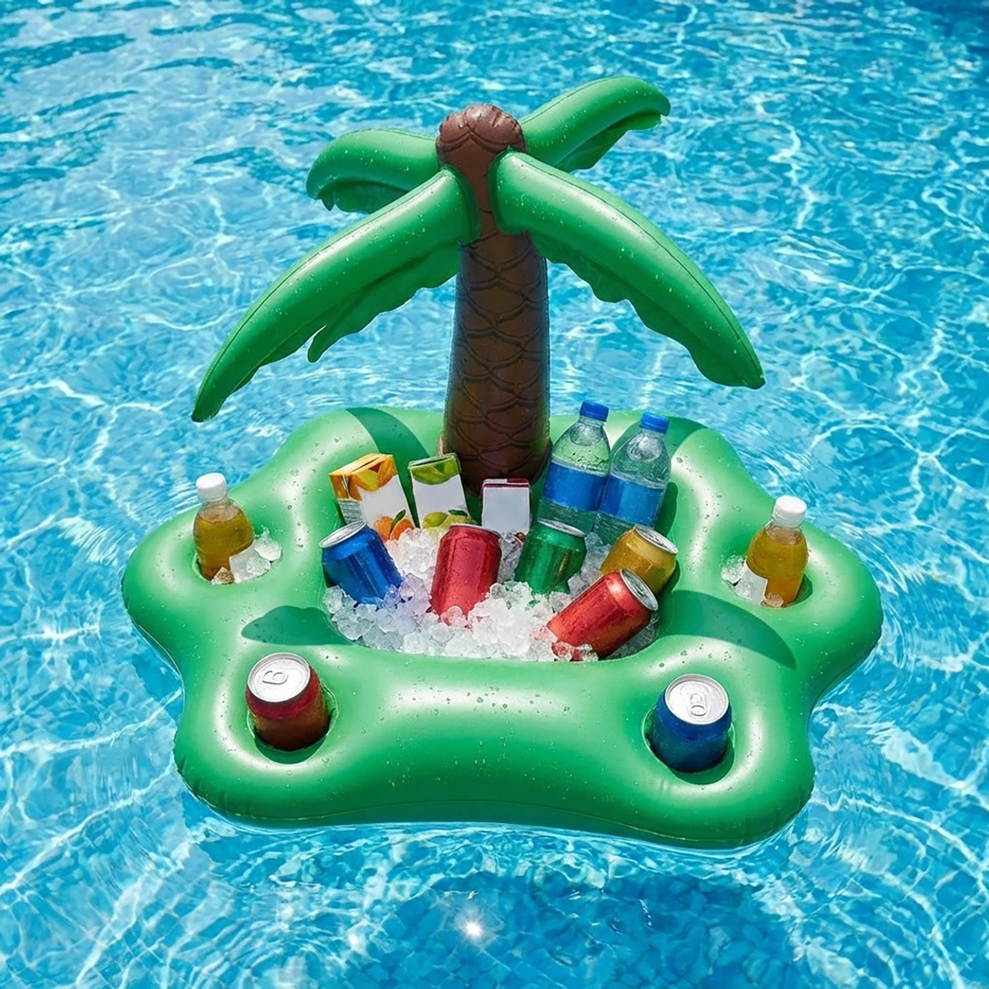 Anna-Kaci Inflatable Pool Drink Holder Floating Cooler with Cup Holders Ice Bucket Beverage Organizer for Pool
