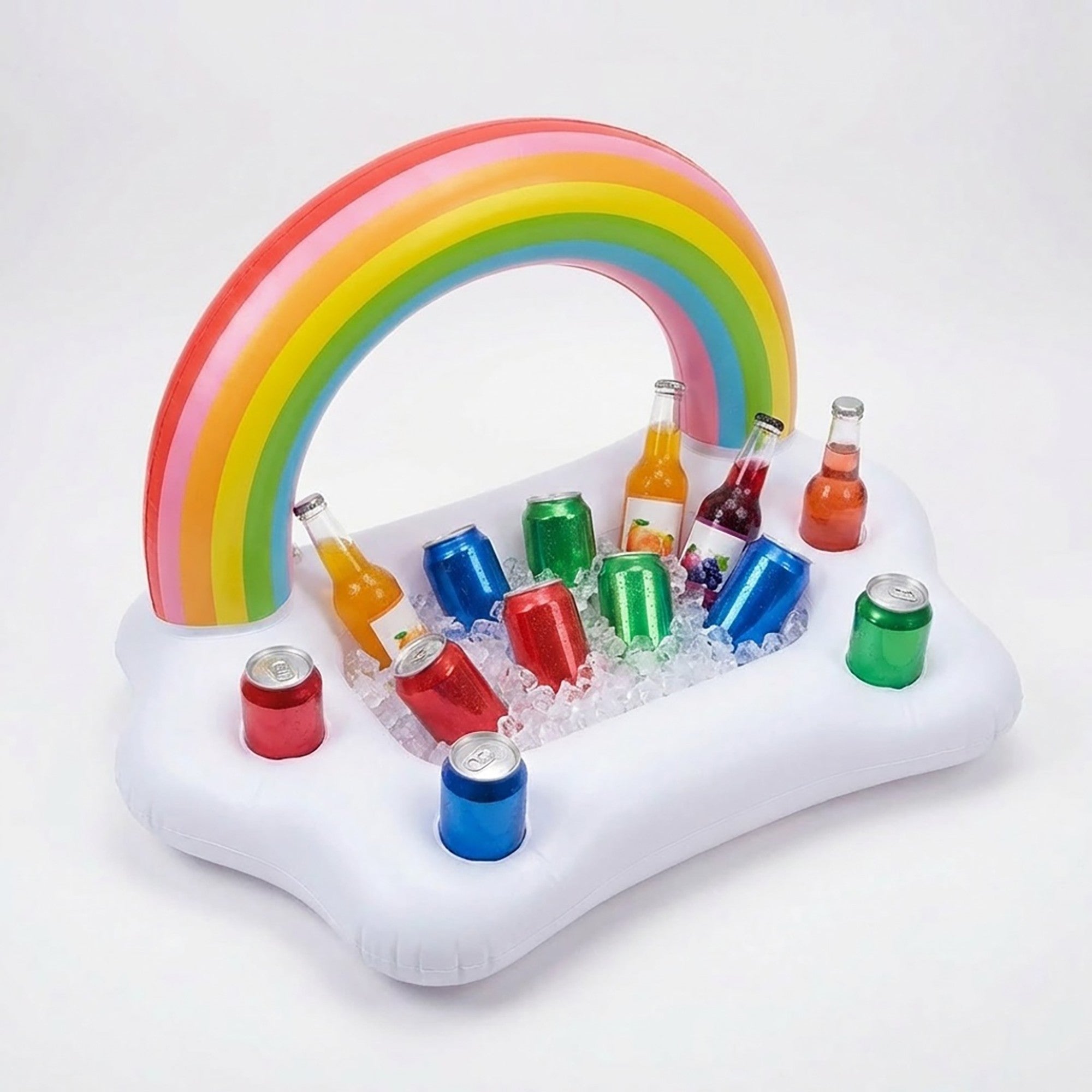 Anna-Kaci Inflatable Pool Drink Holder Floating Cooler with Cup Holders Ice Bucket Beverage Organizer for Pool