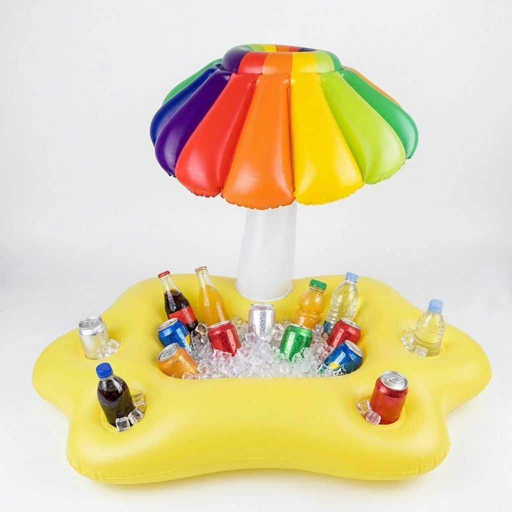 Anna-Kaci Inflatable Pool Drink Holder Floating Cooler with Cup Holders Ice Bucket Beverage Organizer for Pool