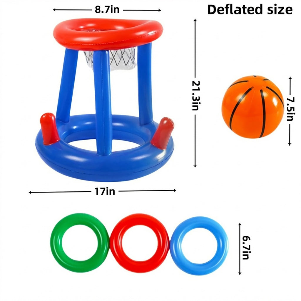 Anna-Kaci Inflatable Pool Basketball Game Set Floating Hoop Water Toy Backyard Pool Games