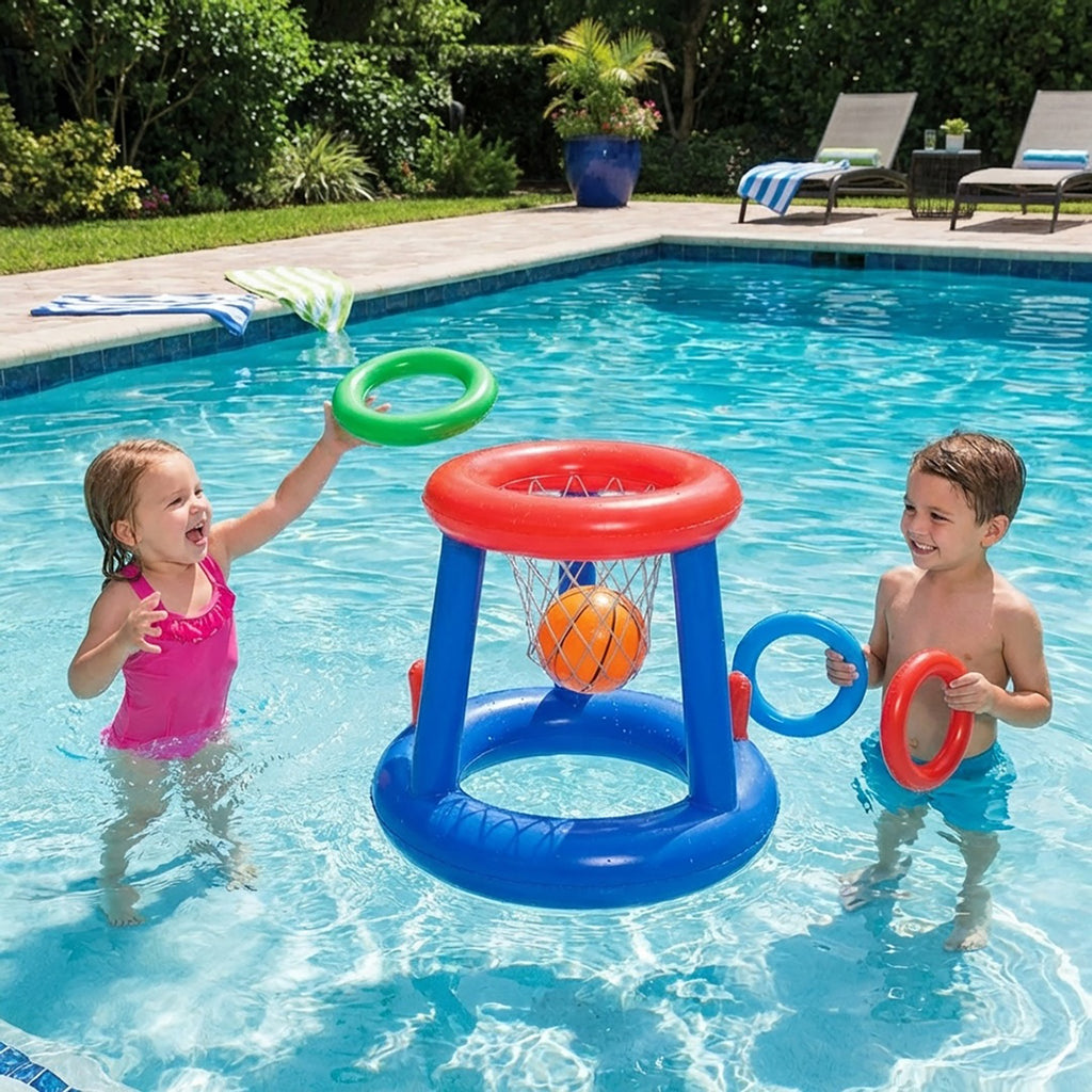 Anna-Kaci Inflatable Pool Basketball Game Set Floating Hoop Water Toy Backyard Pool Games