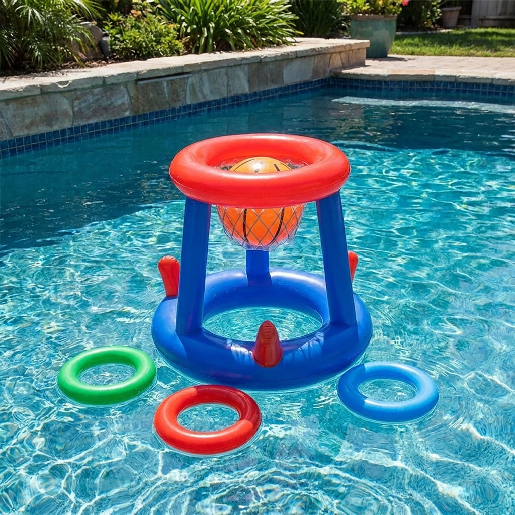 Anna-Kaci Inflatable Pool Basketball Game Set Floating Hoop Water Toy Backyard Pool Games