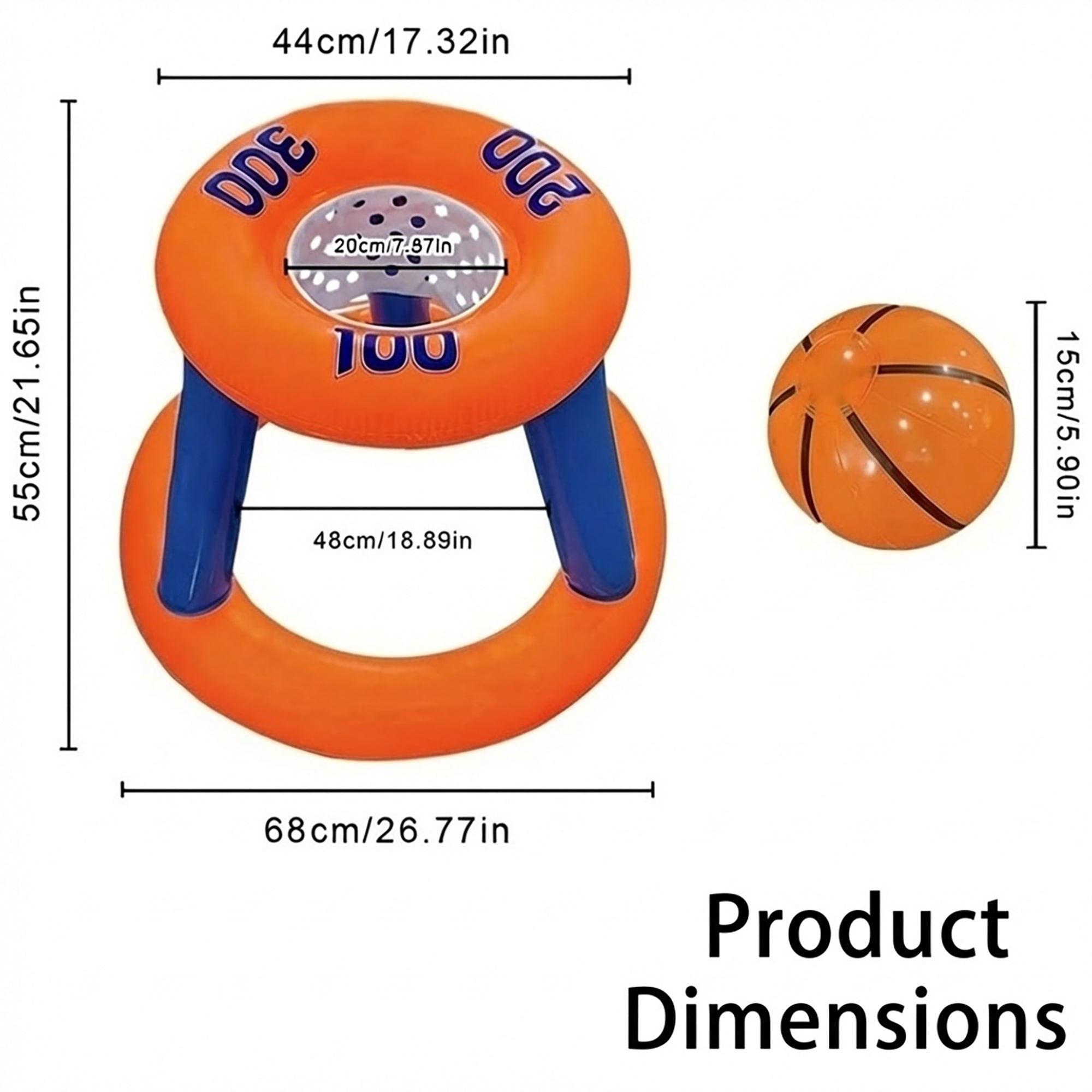 Anna-Kaci Inflatable Pool Basketball Game Set Floating Hoop Water Toy Backyard Pool Games