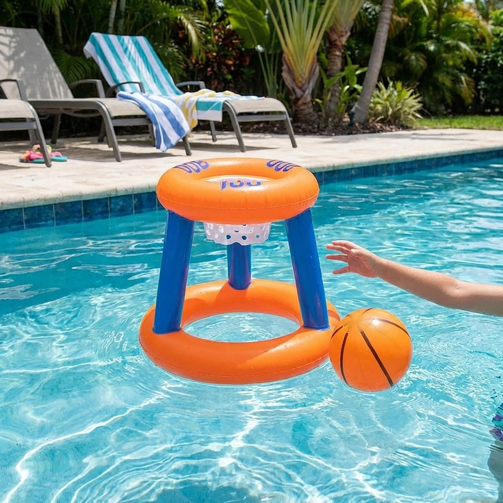 Anna-Kaci Inflatable Pool Basketball Game Set Floating Hoop Water Toy Backyard Pool Games