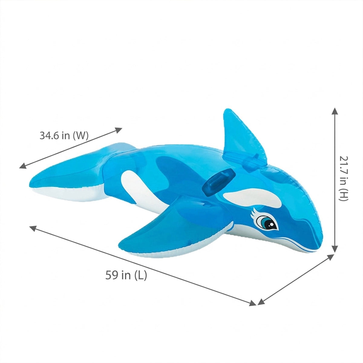 Inflatable Orca Riding Anna-Kaci Inflatable Orca Pool Float Ride On Water Float with Handles