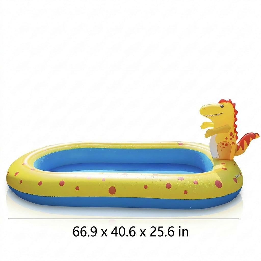 Anna-Kaci Inflatable Splash Pool with Dinosaur Water Sprayer Backyard Spray Play Pool Outdoor Water Play