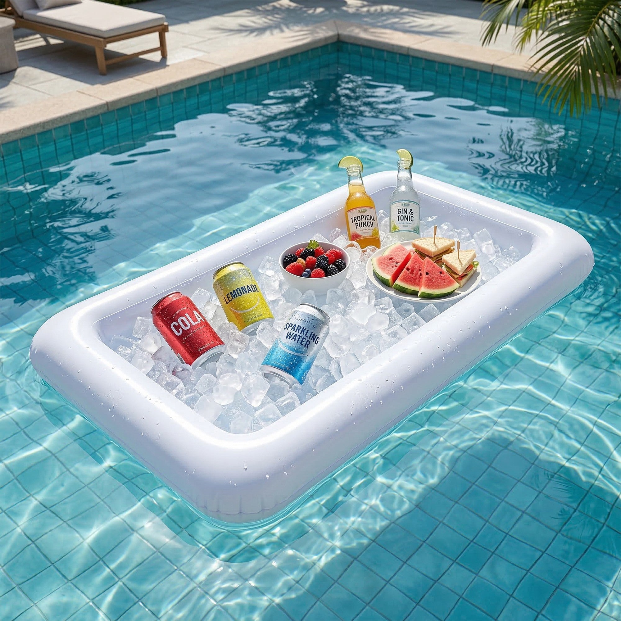 Anna-Kaci Inflatable Floating Cooler Pool Drink Holder for Pool Beach Outdoor Party Beverage Storage