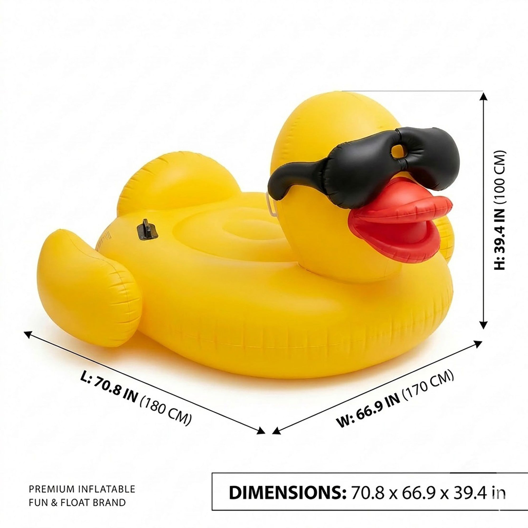 Anna-Kaci Inflatable Giant Duck Pool Float with Sunglasses Design for Pool Party Summer Water Fun