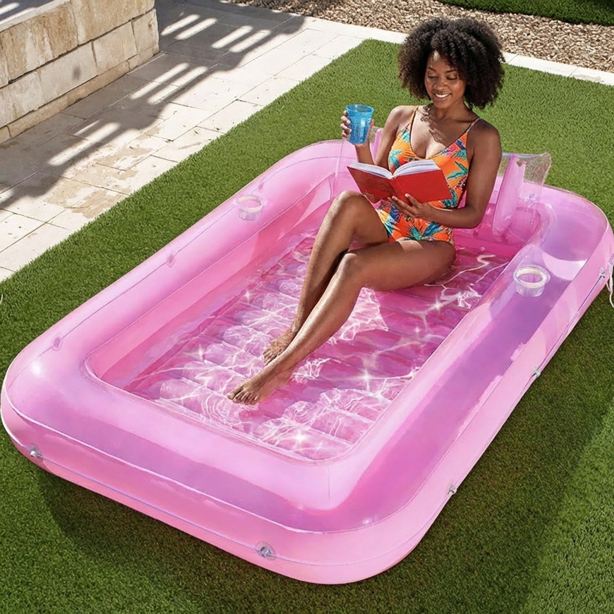 Anna-Kaci Inflatable Pool Float Lounger Portable Floating Lounge Mat for Pool Beach Backyard Summer Relaxation