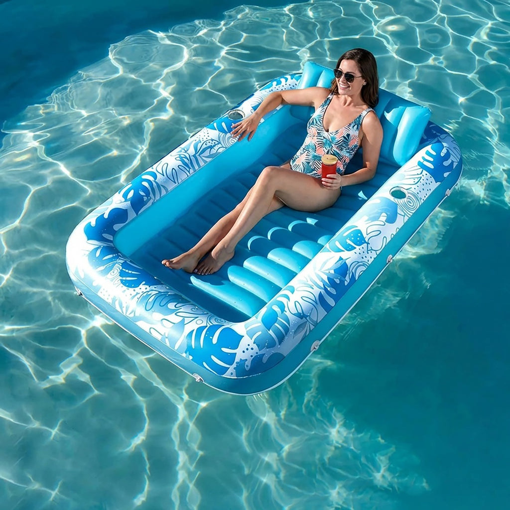 Anna-Kaci Inflatable Pool Float Lounger Water Lounge Mat for Pool Backyard Lawn and Summer Relaxation