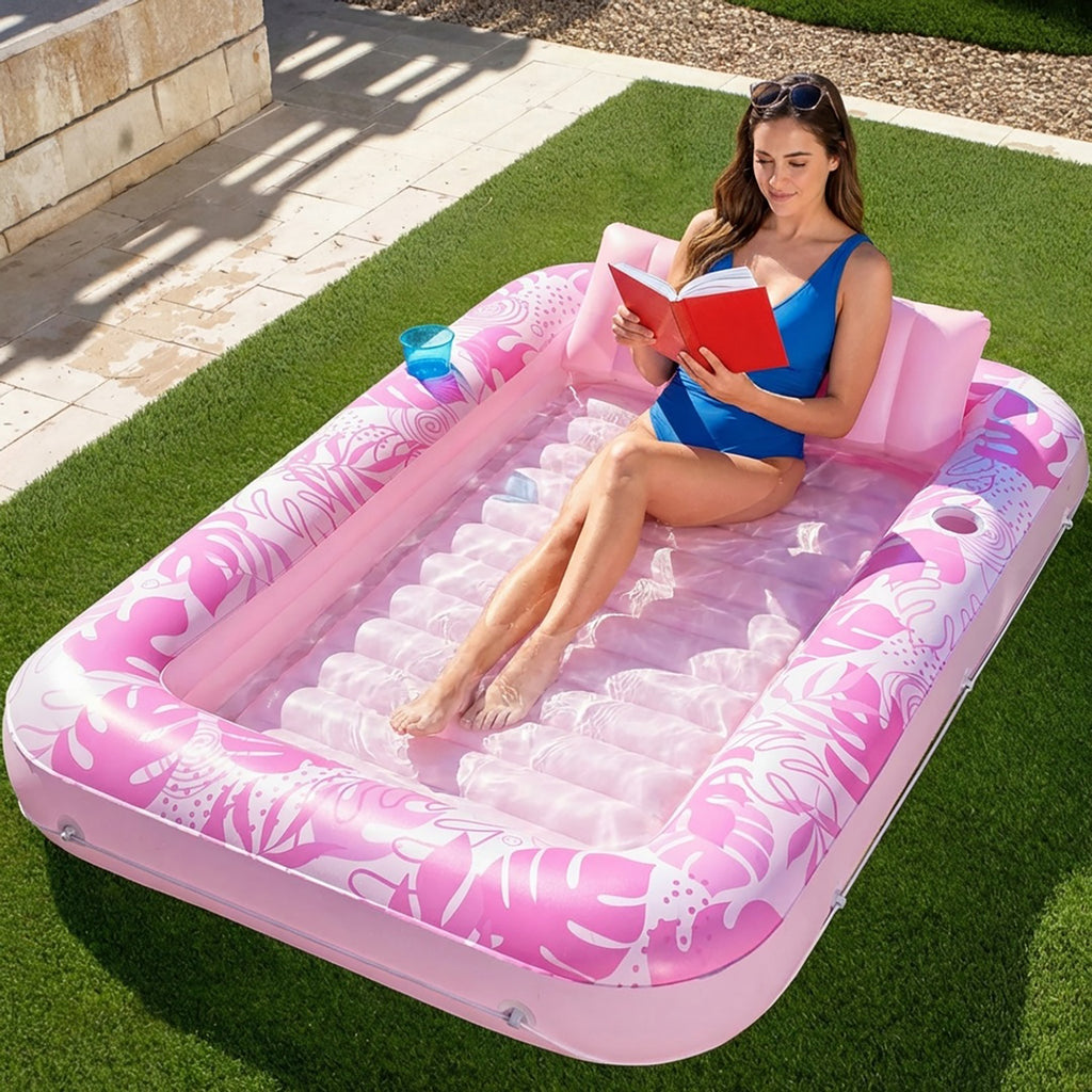 Anna-Kaci Inflatable Pool Float Lounger Water Lounge Mat for Pool Backyard Lawn and Summer Relaxation