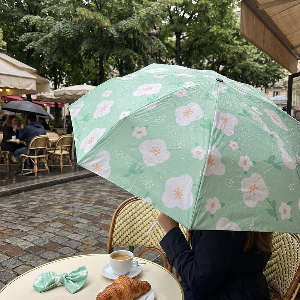 Anna-Kaci Floral Print Automatic Open Umbrella with Compact Foldable Design