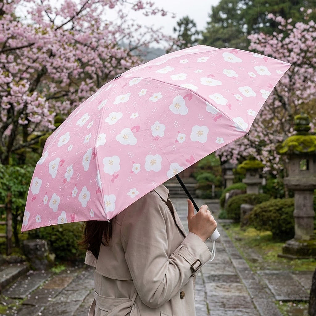 Anna-Kaci Floral Print Automatic Open Umbrella with Compact Foldable Design
