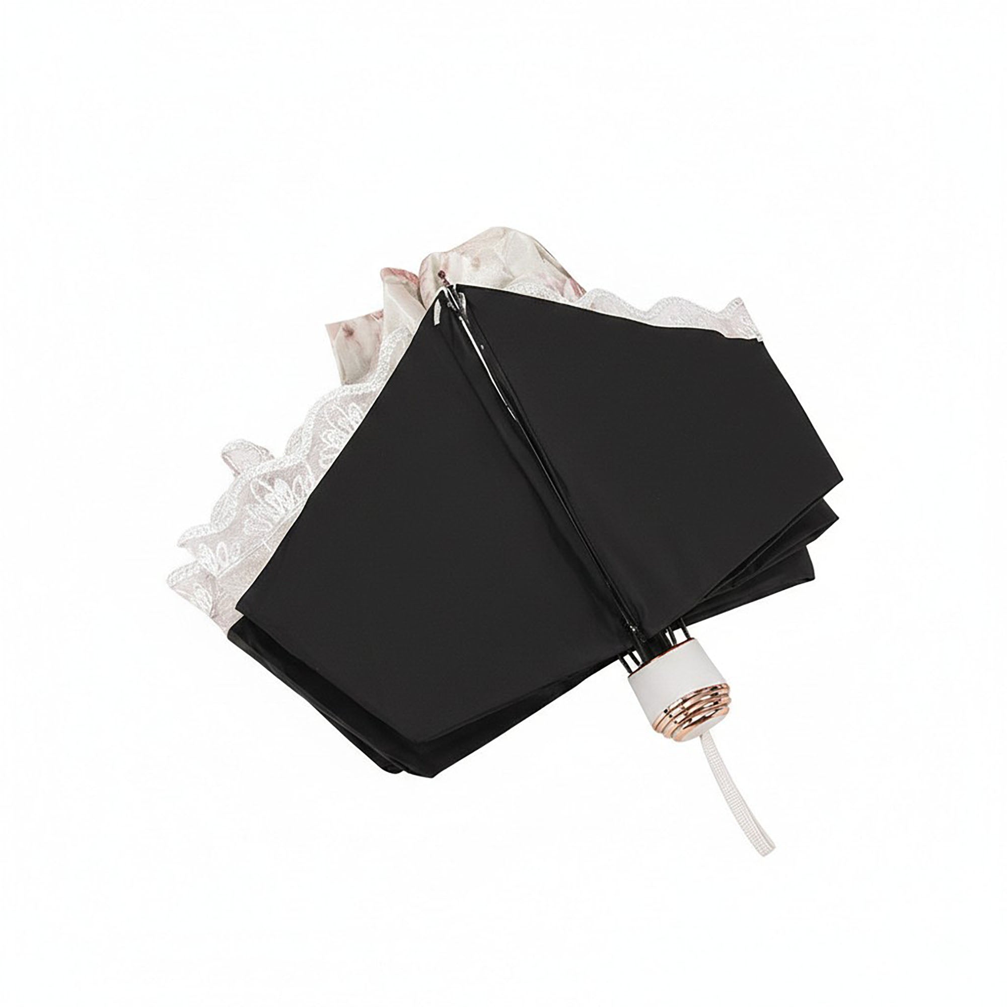 Anna-Kaci Vintage Floral Lace Trim Umbrella with Scalloped Edge Canopy