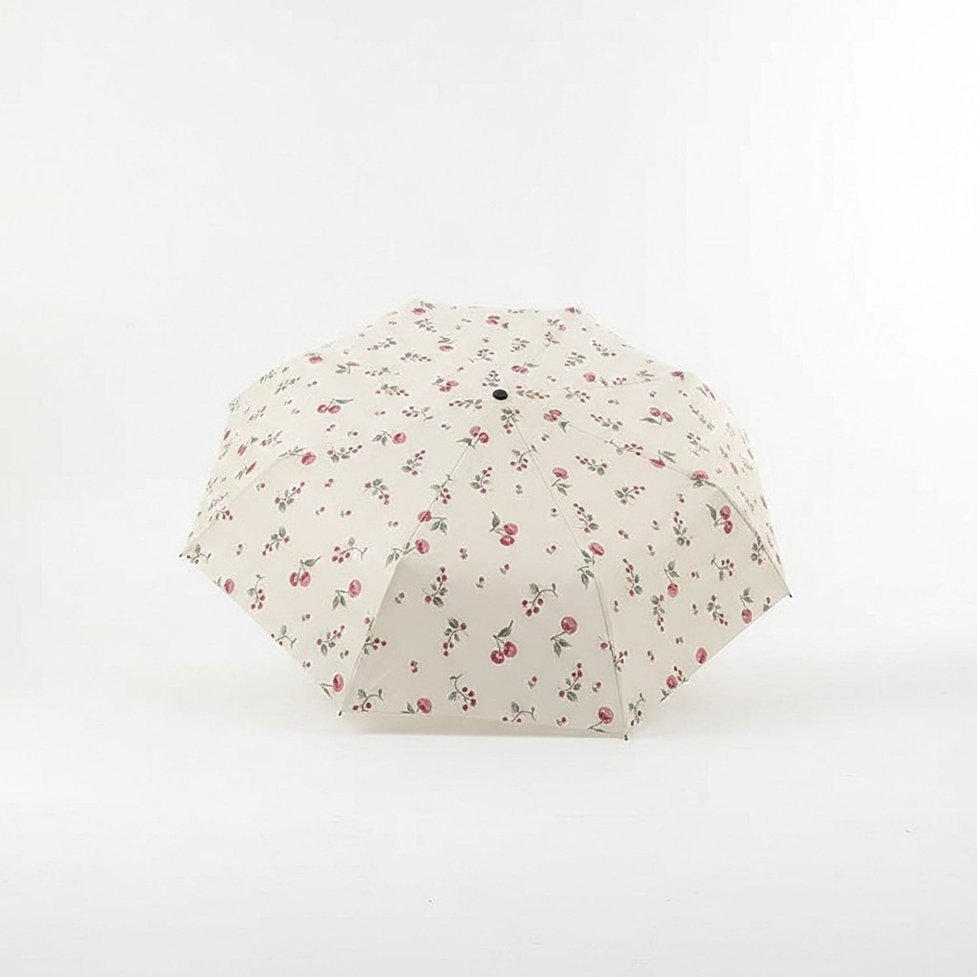 Anna-Kaci Cherry Print Compact Foldable Umbrella with Full Coverage Canopy