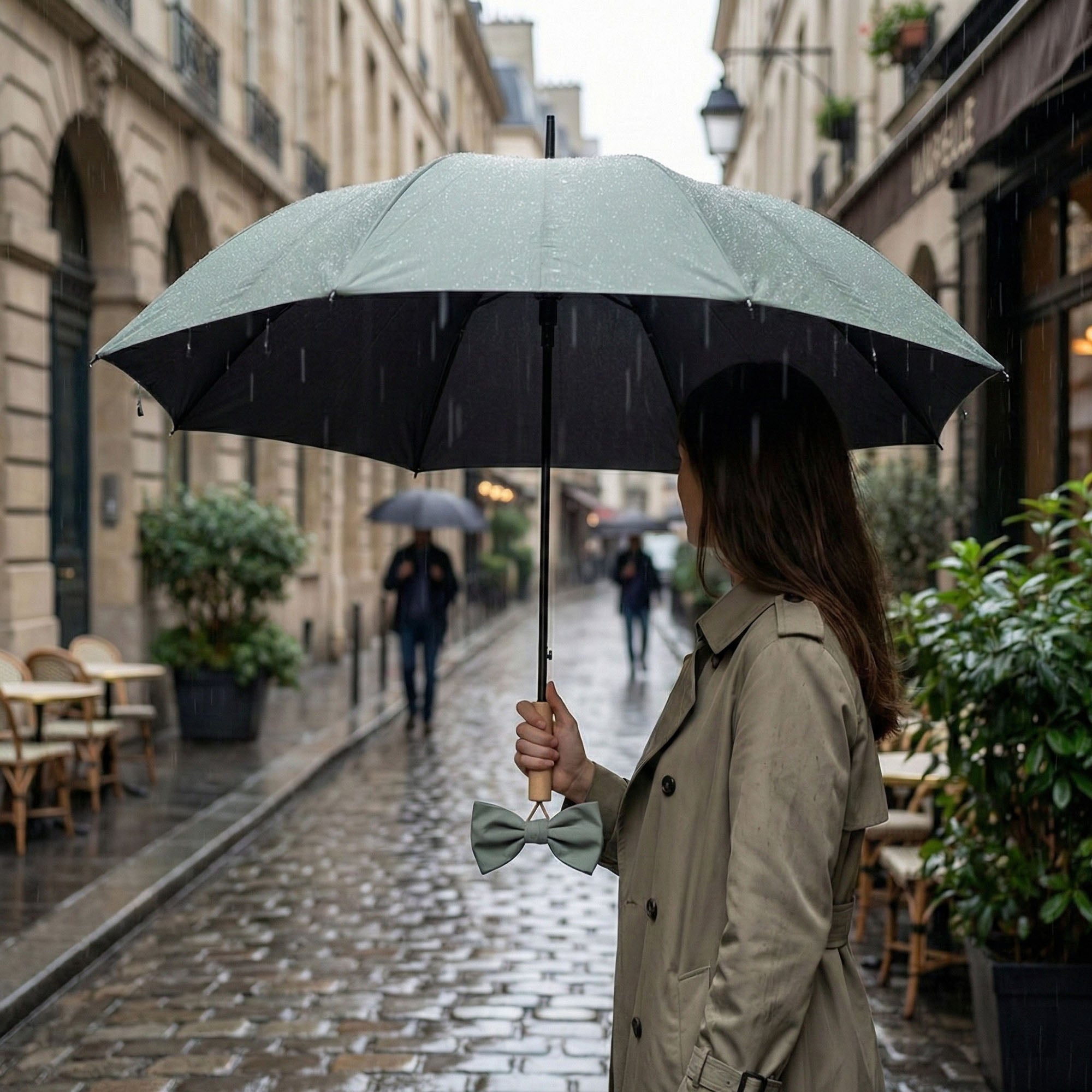 Anna-Kaci Neutral Compact Umbrella with UV Protective Black Interior