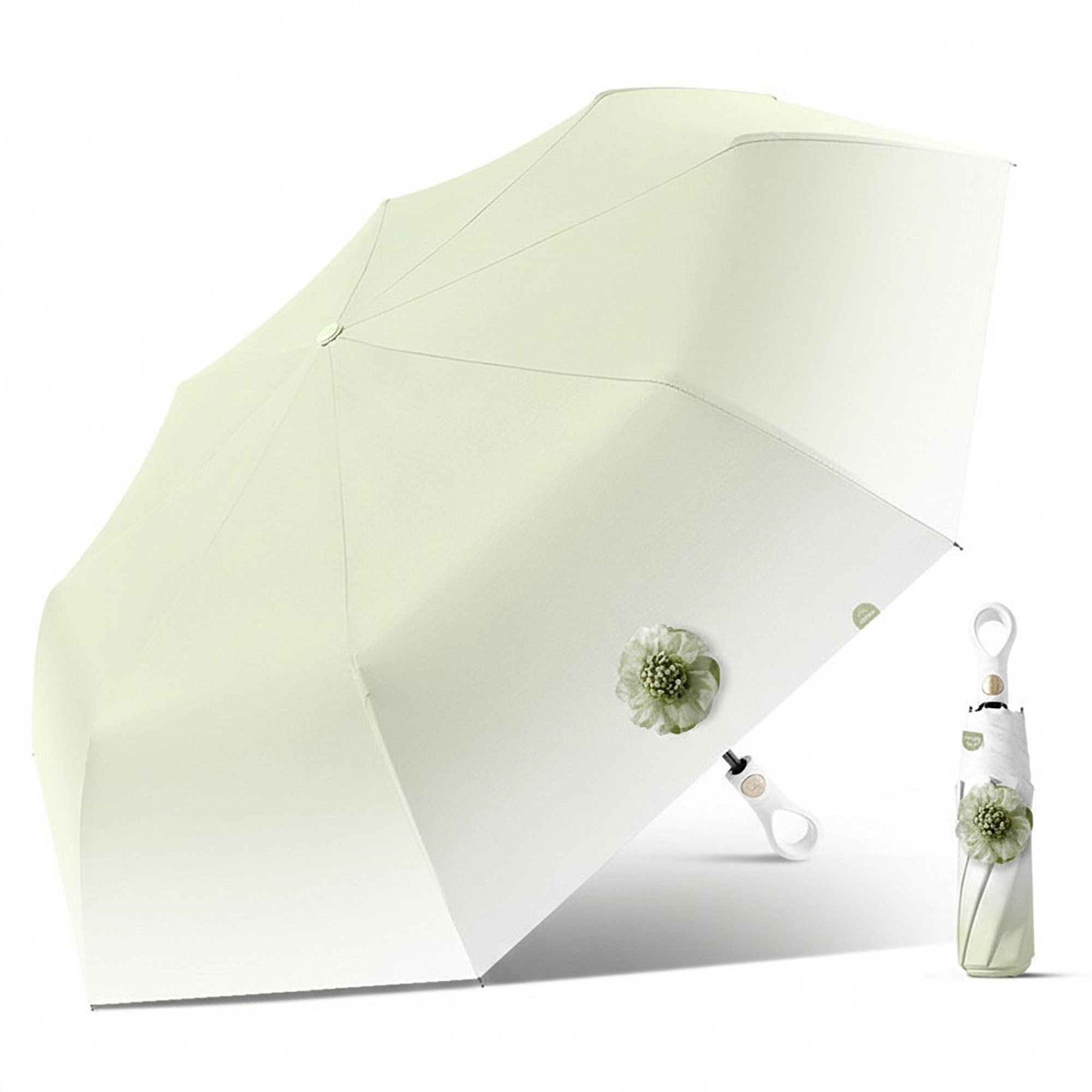Anna-Kaci Gradient-Colored Umbrella with Floral Accent and Curved Handle