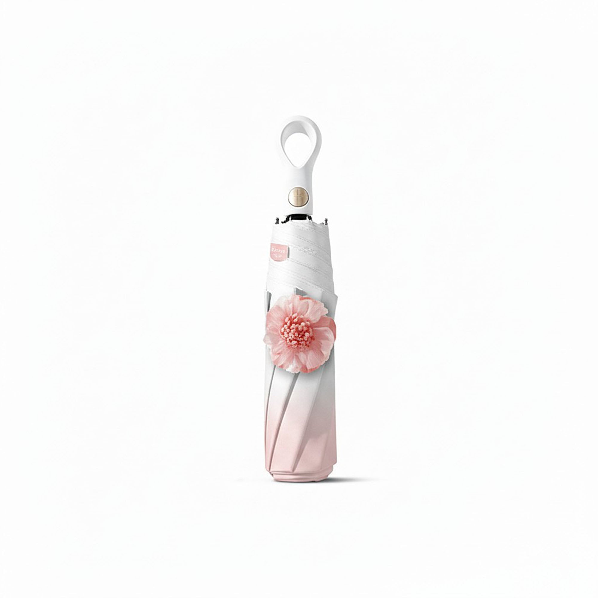 Anna-Kaci Gradient-Colored Umbrella with Floral Accent and Curved Handle