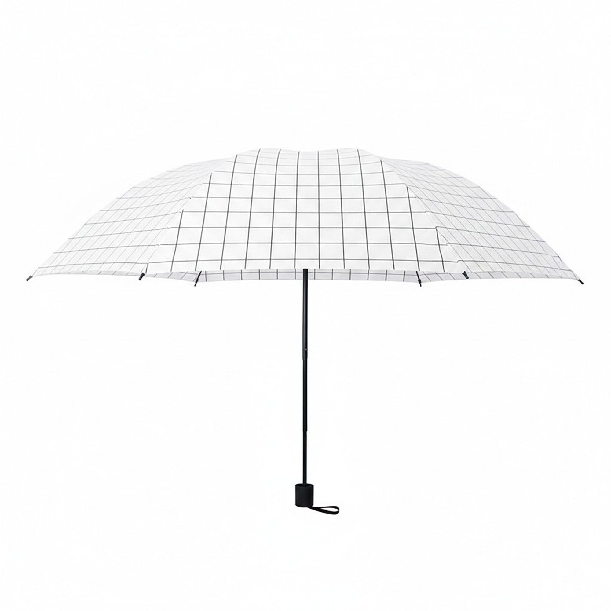 Anna-Kaci Clear Dome Umbrella with Grid Pattern Auto Open Wind Resistant Frame and Curved Handle Design