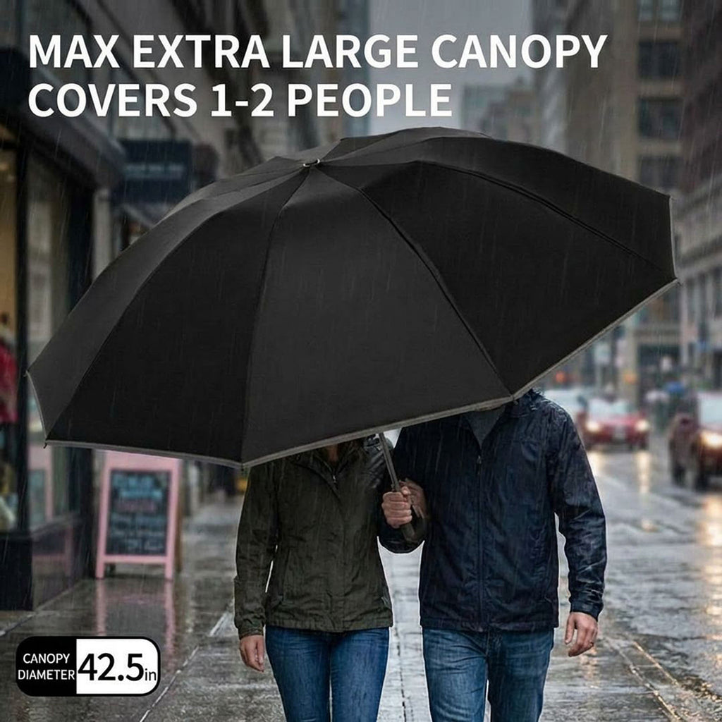 Anna-Kaci Compact Folding Umbrella with Two Tone Canopy Wind Resistant Frame and Automatic Open Handle