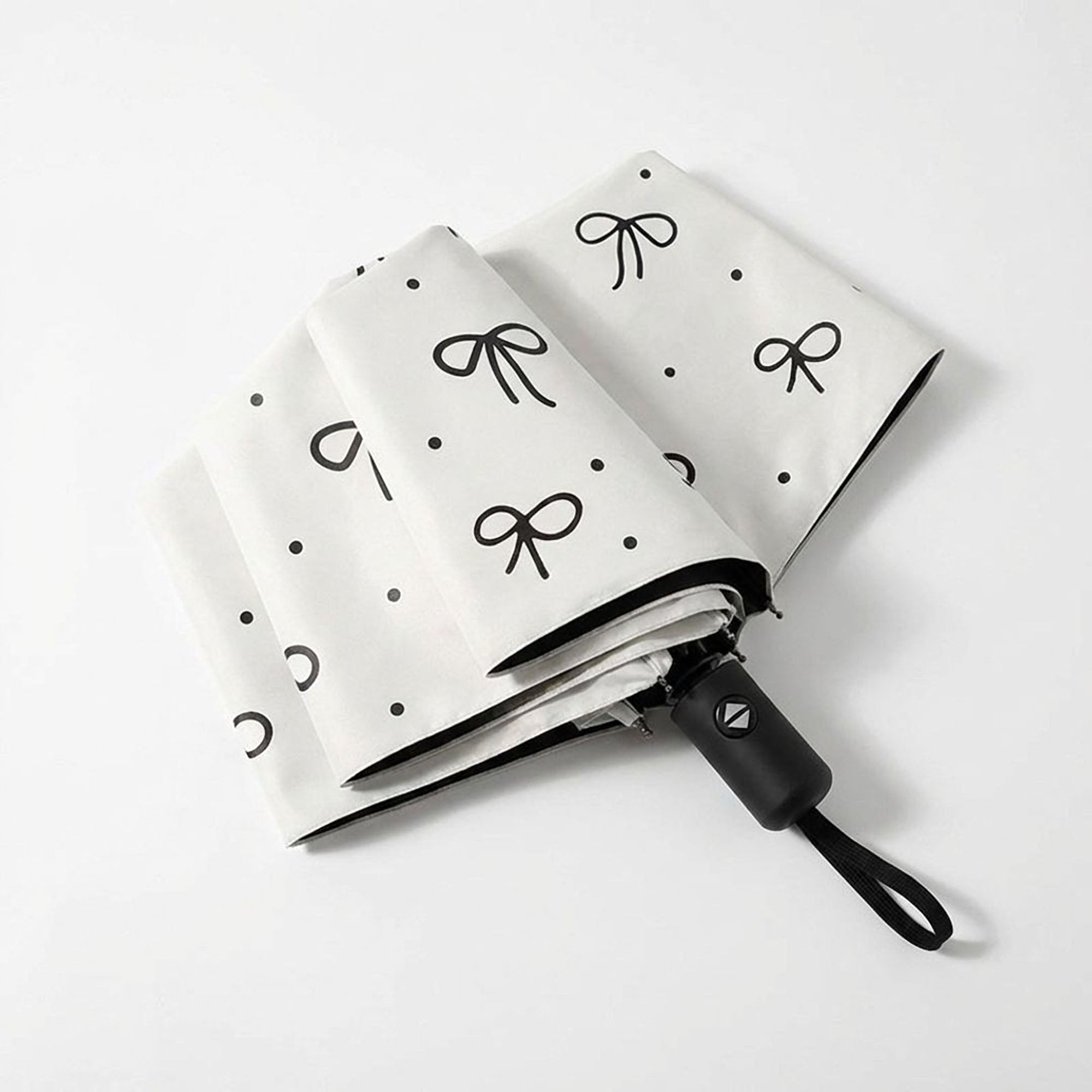 Anna-Kaci Compact Folding Umbrella with Bow Print Canopy Automatic Open Wind Resistant Frame and Strap