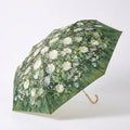 Anna-Kaci Floral Print Folding Umbrella with Gold Tone Frame Curved Handle and Matching Sleeve
