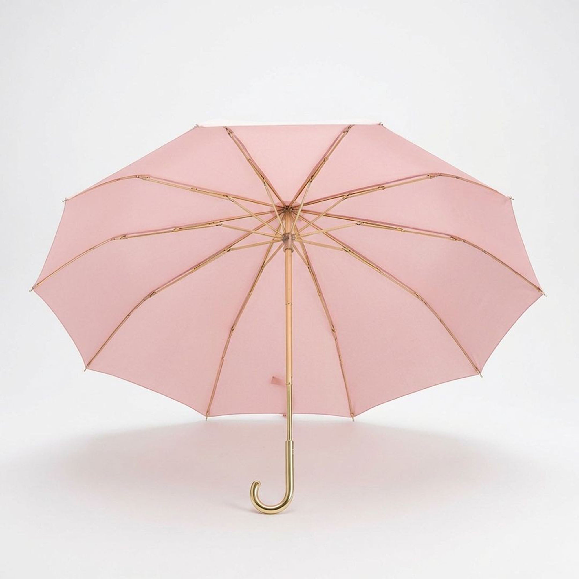 Anna-Kaci Floral Print Folding Umbrella with Gold Tone Frame Curved Handle and Matching Sleeve