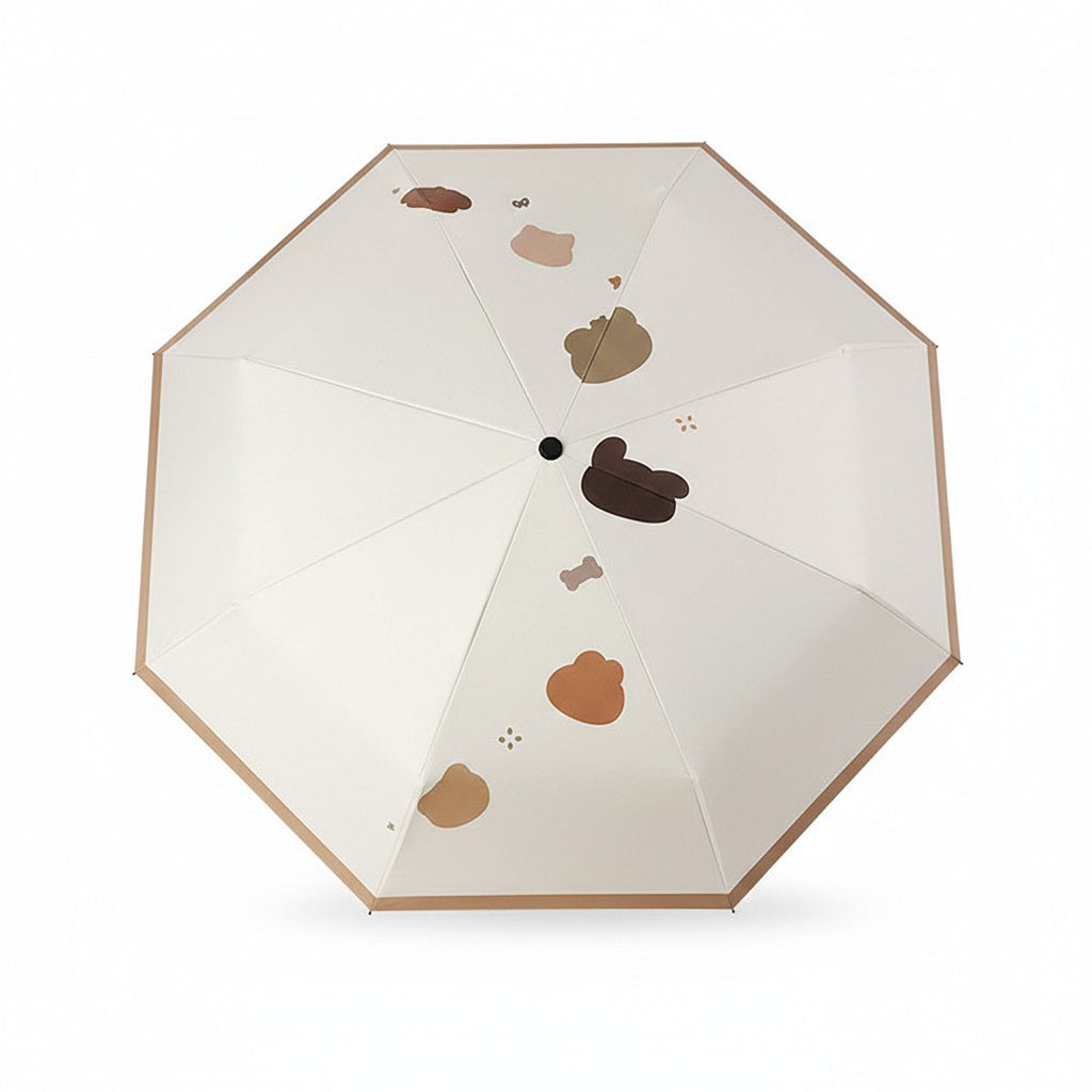 Anna-Kaci Bear Print Compact Folding Umbrella with Automatic Open Wind Resistant Frame and Wrist Strap