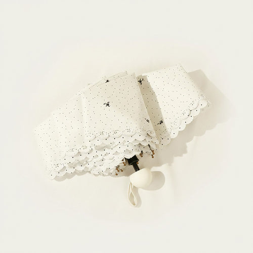 Anna-Kaci Floral Print Compact Umbrella with Scalloped Edge Canopy Automatic Open and Wind Resistant Frame
