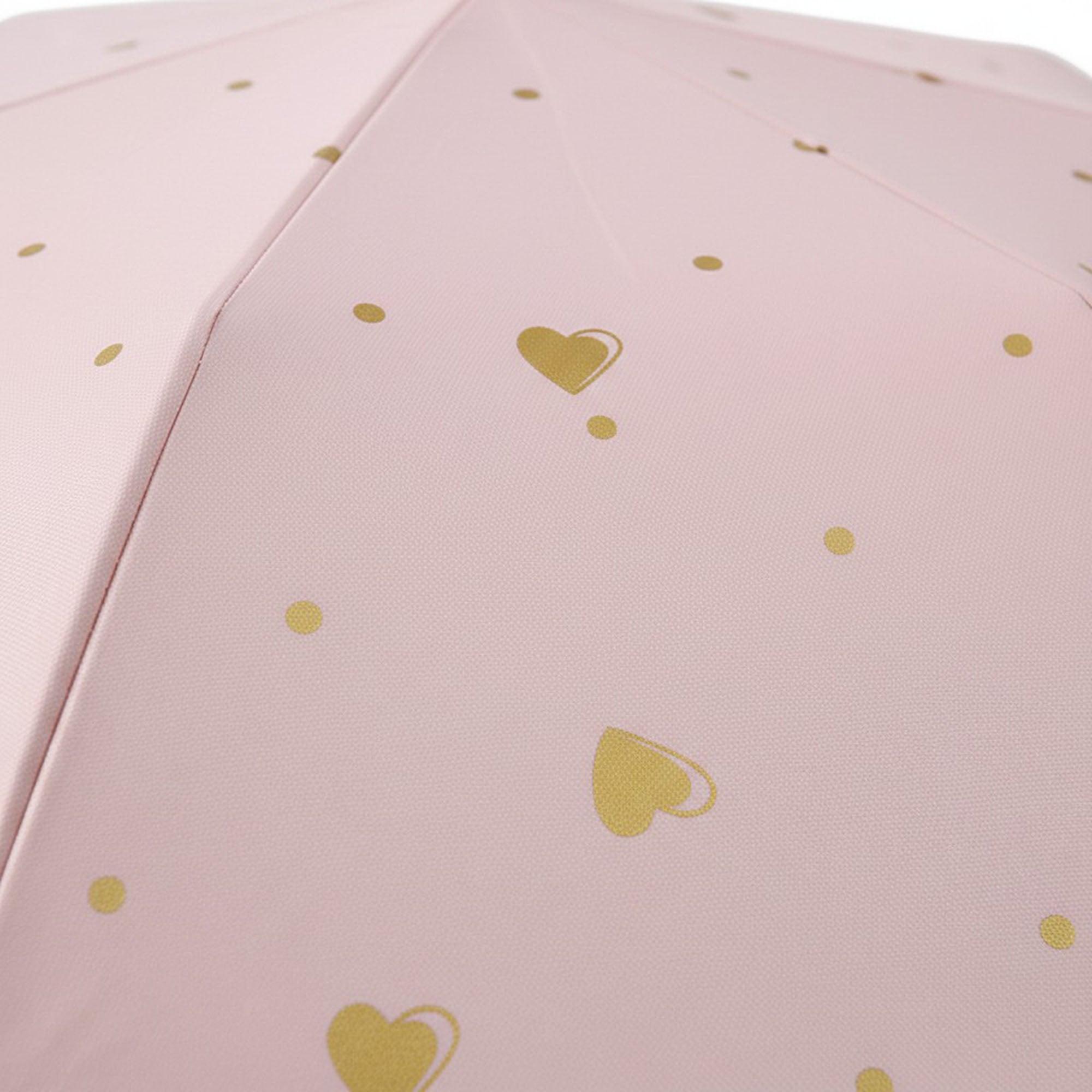 Anna-Kaci Heart Print Compact Folding Umbrella with Automatic Open Wind Resistant Frame and Wrist Strap