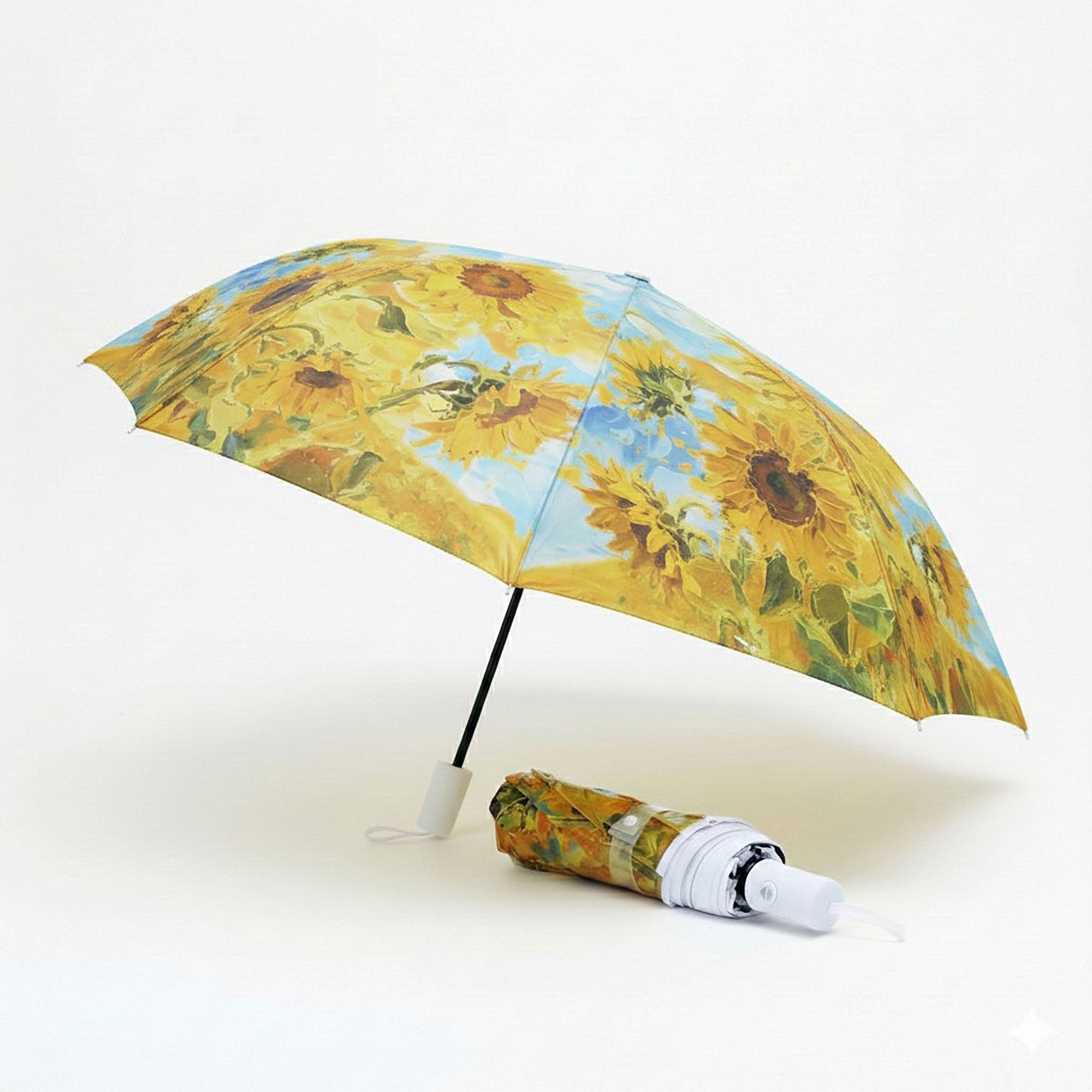 Anna-Kaci Sunflower Print Compact Folding Umbrella with Automatic Open Wind Resistant Frame