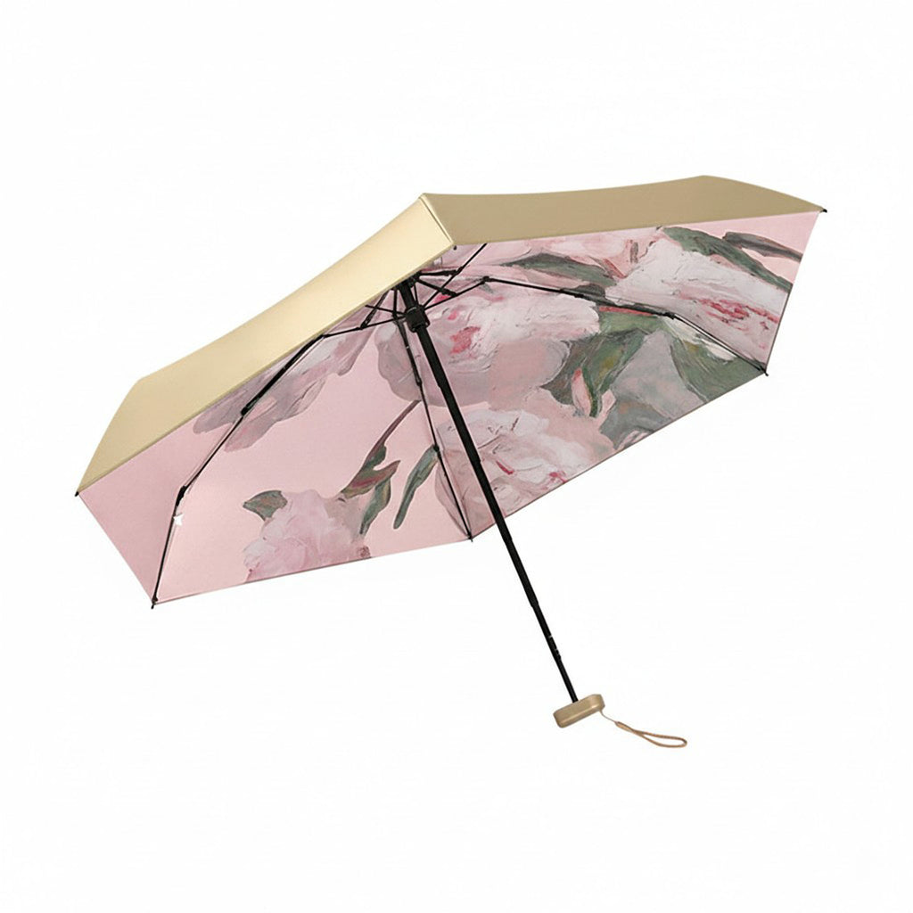 Anna-Kaci Floral Interior Compact Folding Umbrella with Automatic Open Wind Resistant Frame