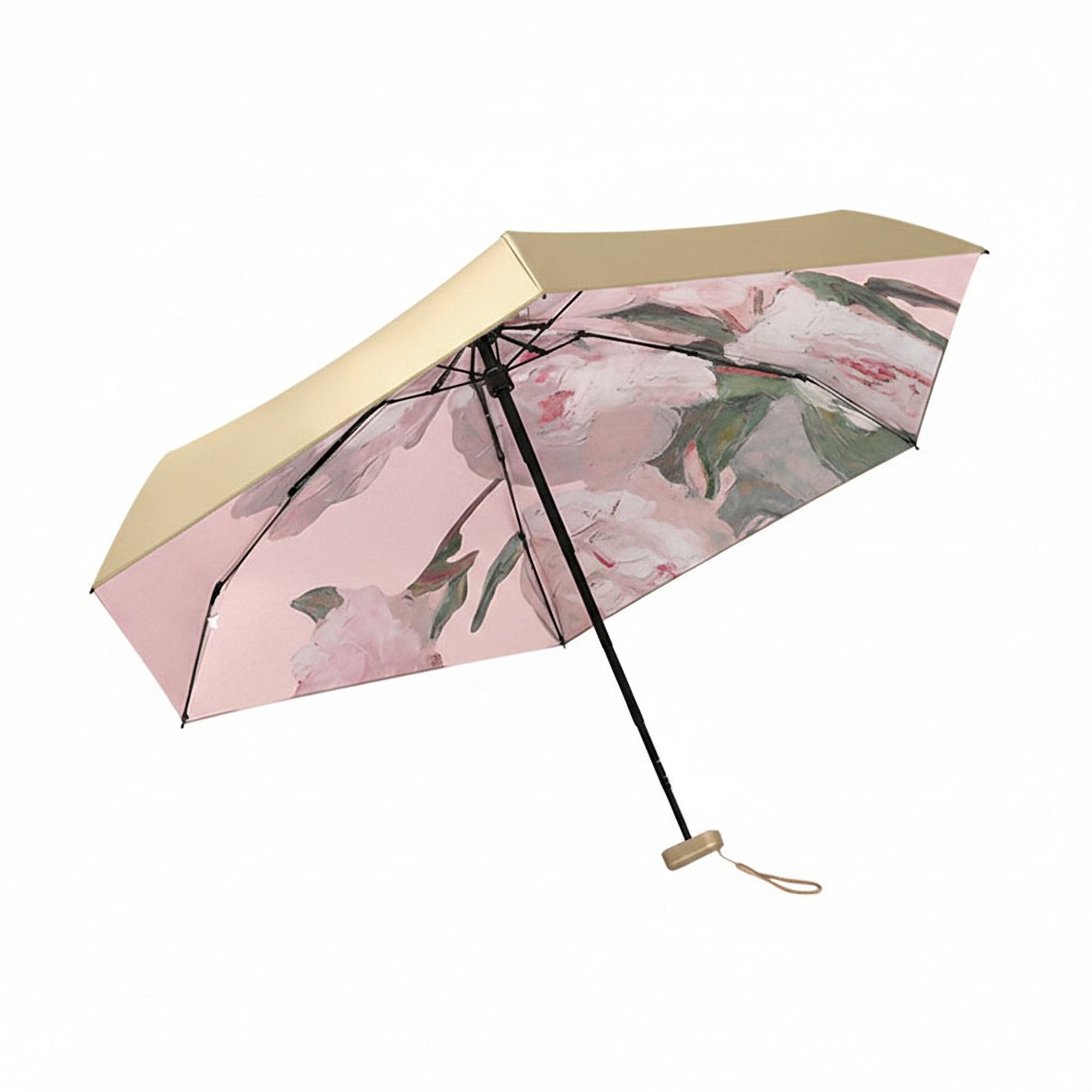 Anna-Kaci Floral Interior Compact Folding Umbrella with Automatic Open Wind Resistant Frame