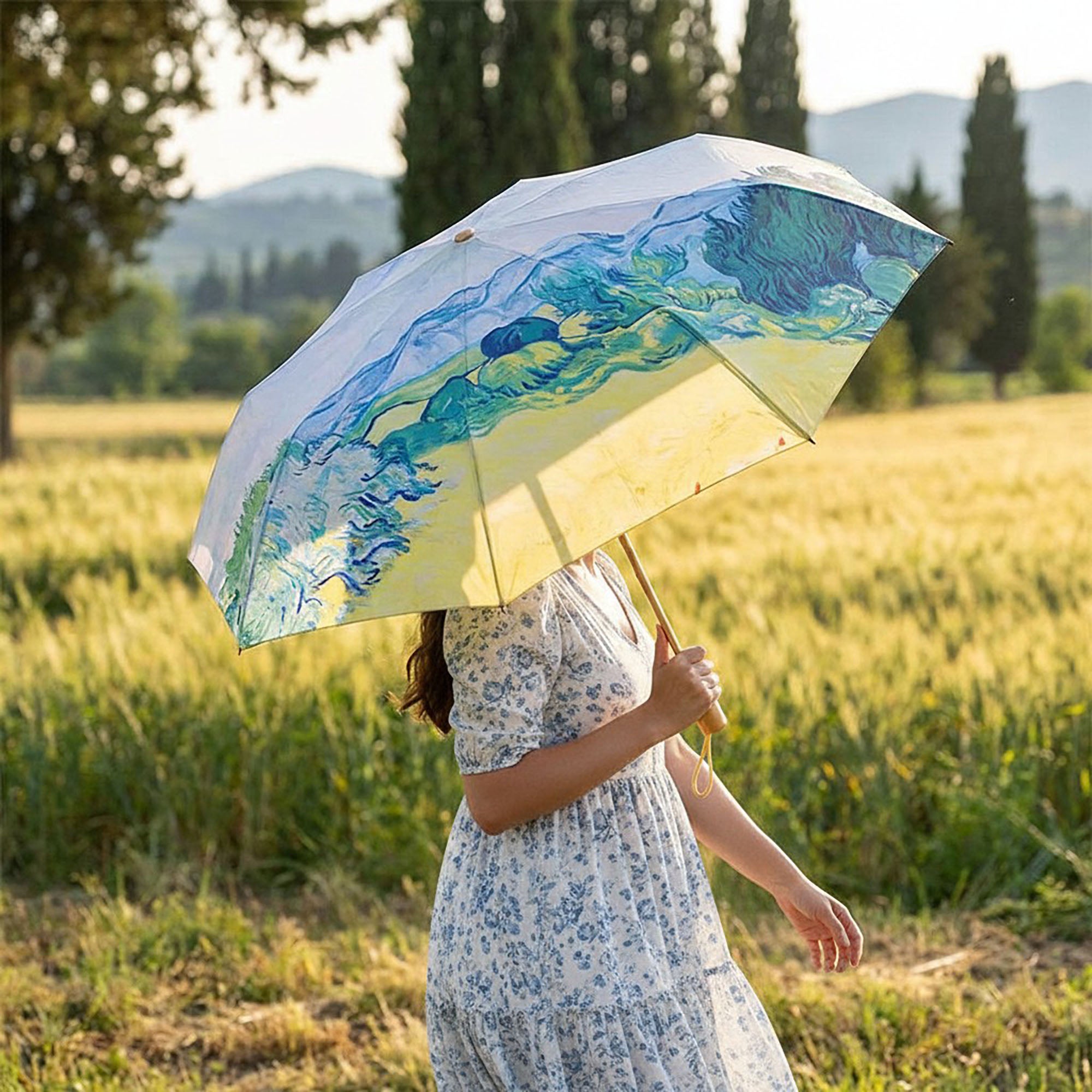 Anna-Kaci Floral Print Compact Folding Umbrella with Automatic Open and Wind Resistant Frame