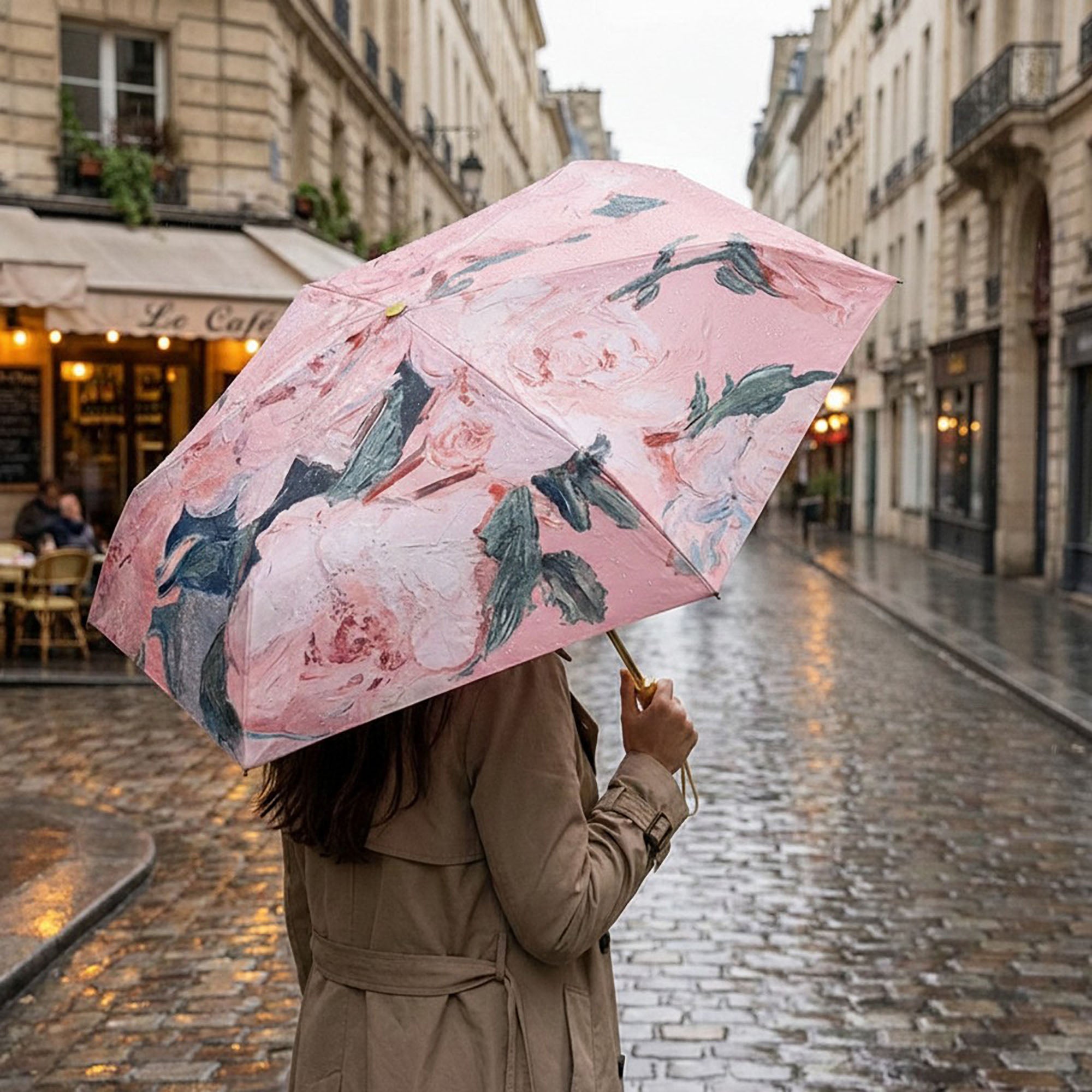 Anna-Kaci Floral Print Compact Folding Umbrella with Automatic Open and Wind Resistant Frame